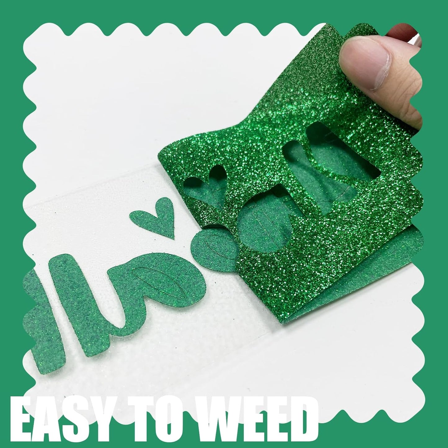 Christmas Green Glitter HTV Heat Transfer Vinyl, 12" x 8ft lron on Vinyl, for T-Shirt Ironing, Vinyl HTV Easy to Cut and Weed, The Best Choice for DIY Creativity. (Greener, 12" x 8ft)