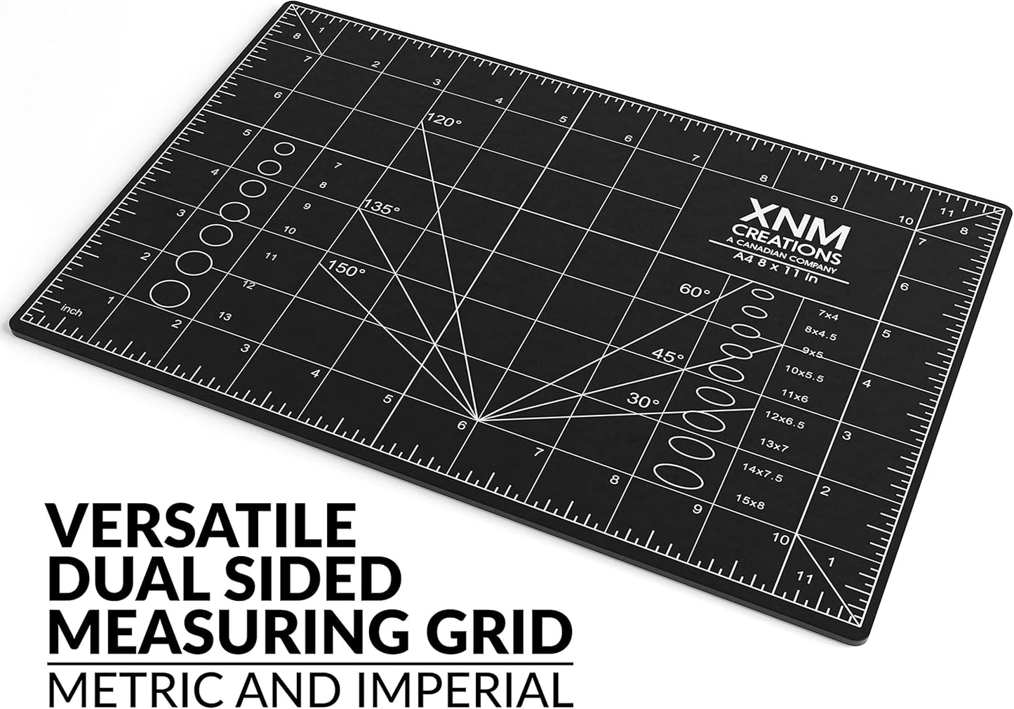 XNM Premium Self Healing Cutting Mat - 8 Inches by 11 inches - A4, 3 Layer Quality PVC Construction - Dual Sided, Imperial and Metric Grid Lines - Perfect for Cutting, Sewing, and Crafts