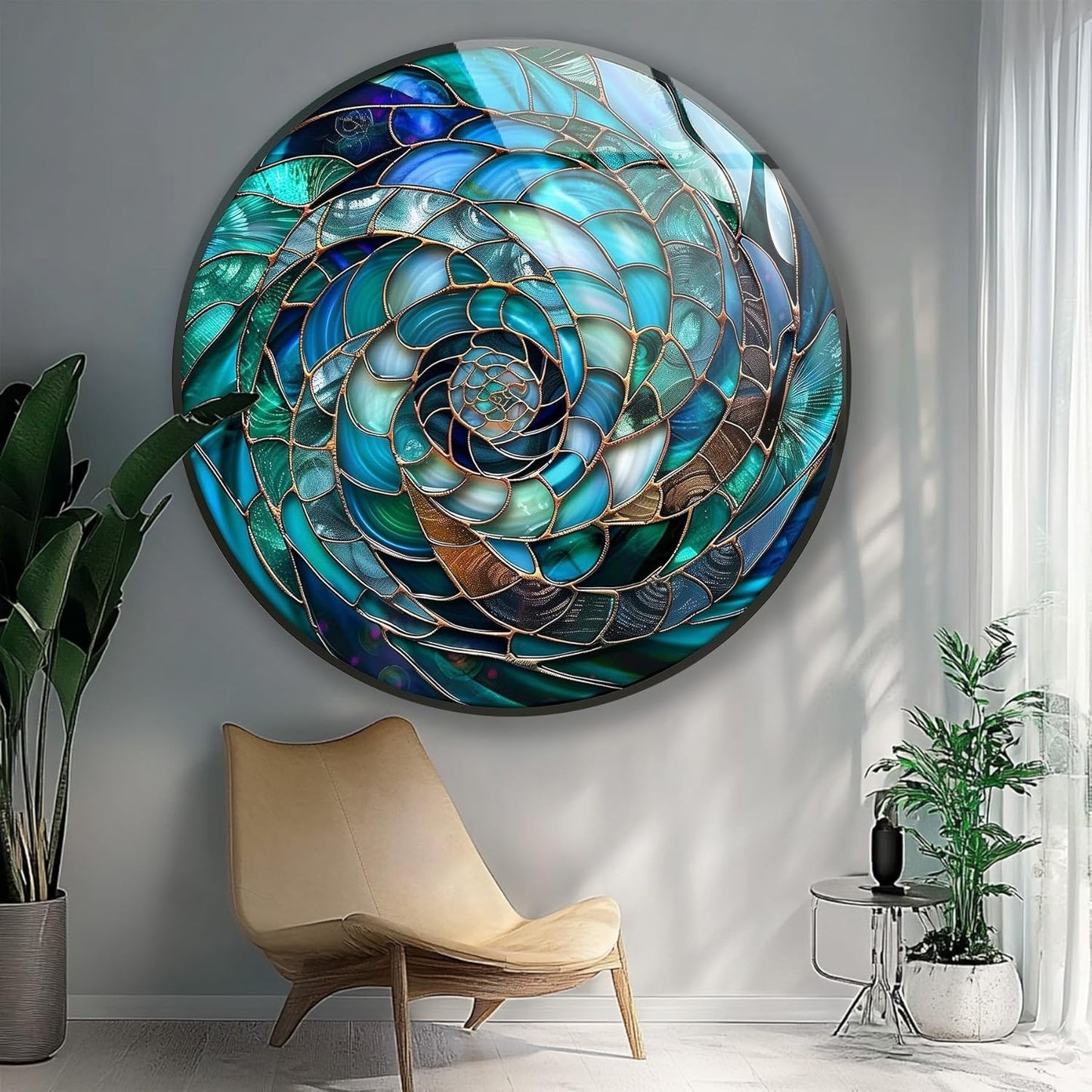 My Photostation.com 31.5''(80cm) Diameter Ocean Vortex Spiral Round Glass Wall Art Tempered Glass Printing Wall Decor Large Wall Art Wall Hangings