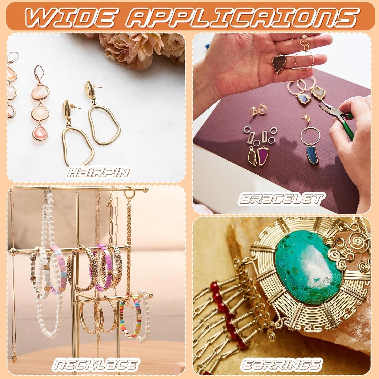 Mixweer 15 Pcs 5 Size Copper Wire 18 20 22 26 32 Gauge Tarnish Resistant Jewelry Wire for Jewelry Making 121 Yard Metal Beading Crafting (Gold)