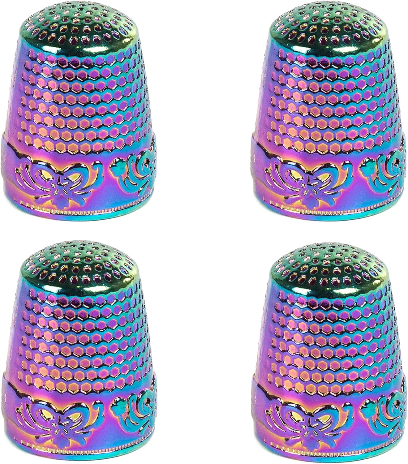J.CARP 4Pcs Sewing Thimble, Dazzle Color Sewing Thimble Finger Protector, Finger Shield Fingertip Thimble Sewing Quilting Craft, Accessories DIY Sewing Tools