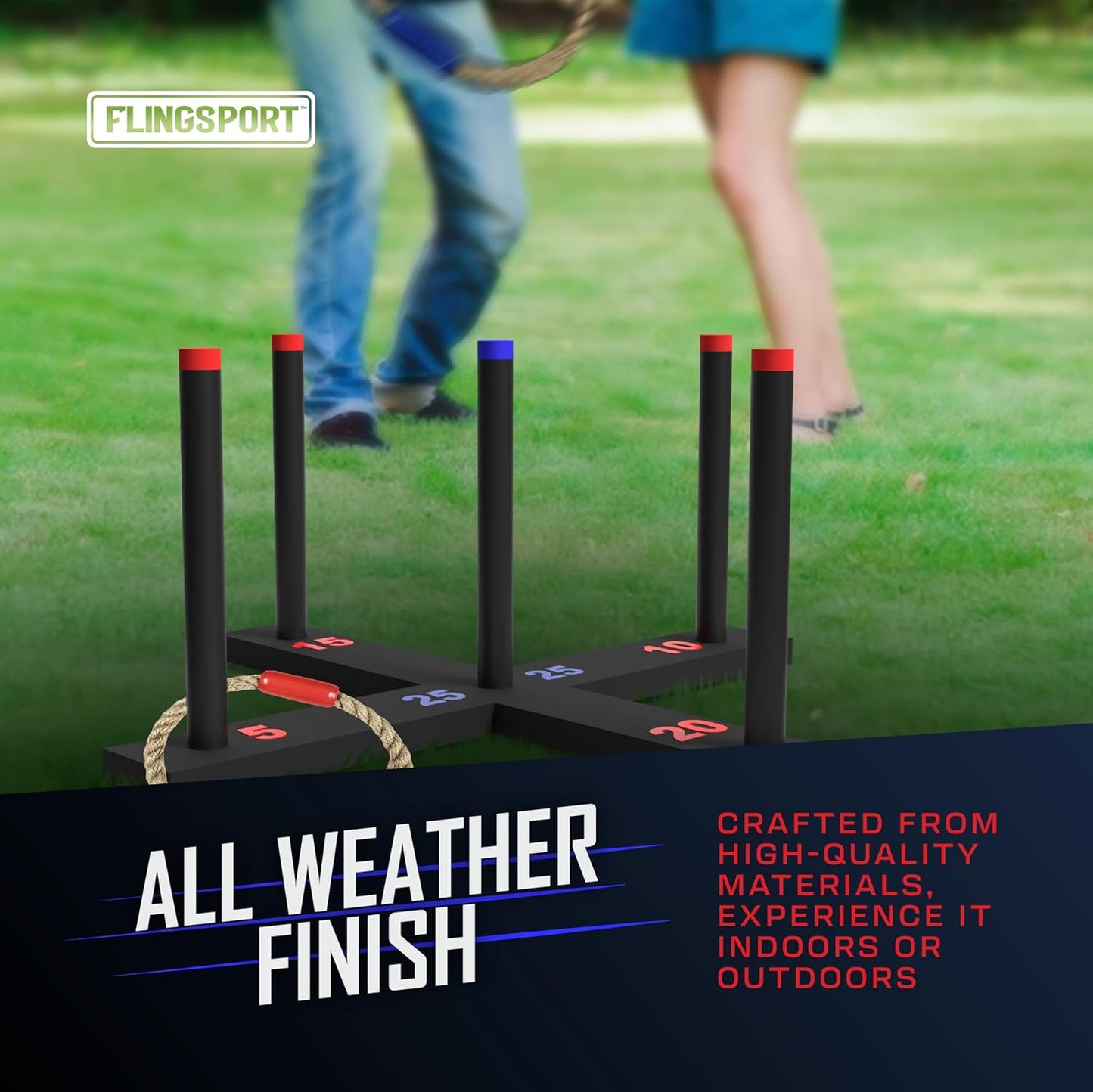 Ring Toss Game, Incl. 6 Double Beaded Rings & Carry Case Outdoor Lawn Games for Kids, Adults & Family, Backyard Camping Sports Activities, Best Party Gifts for Teens, Boys & Girls Ages 8-12+ Years Old