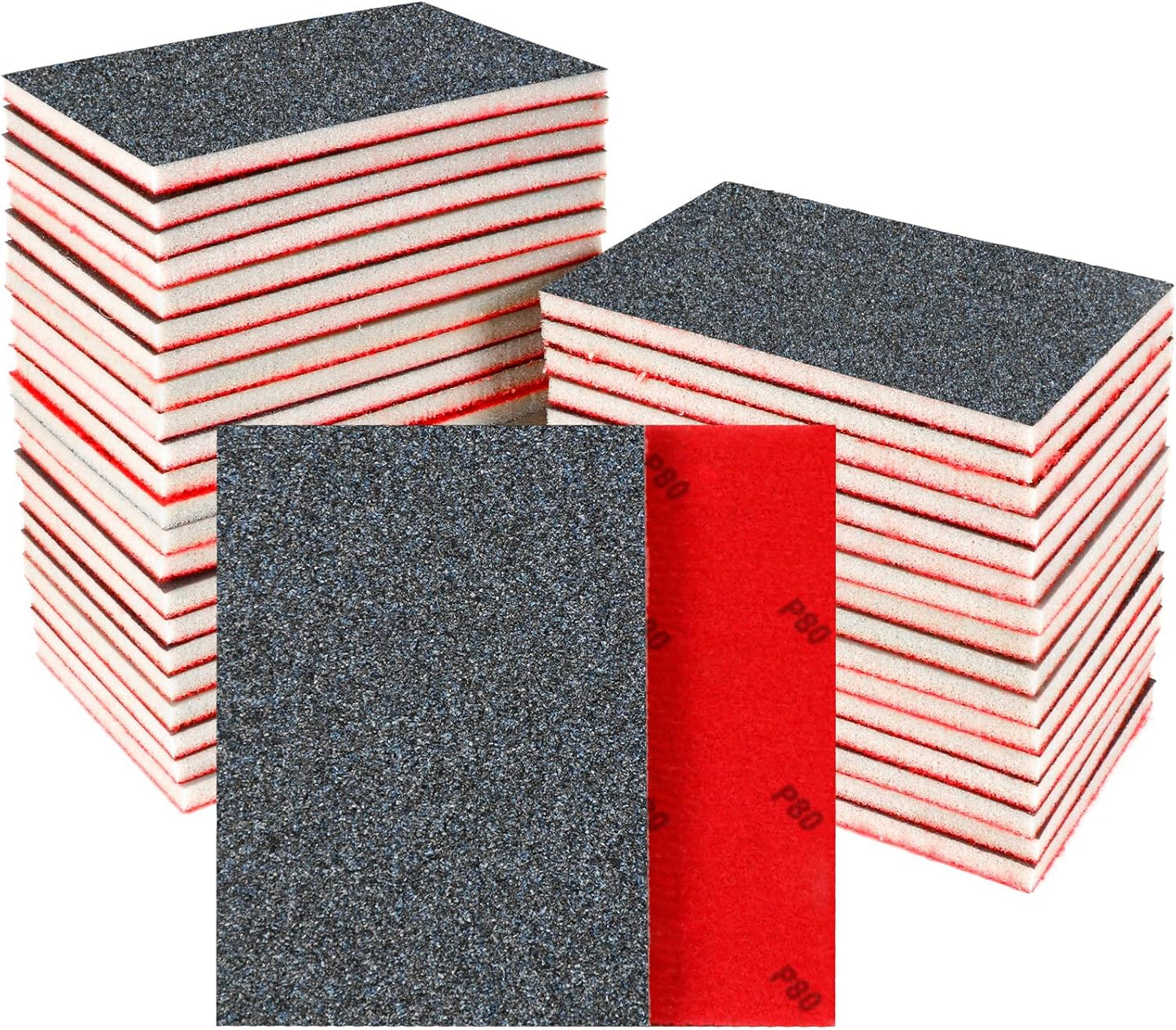 24 Pcs Sanding Sponge 80 Grit, Washable & Reusable Sanding Blocks for Wood, Metal, Drywall, Glazing, Wet Dry Sandpaper for Smooth Finishing