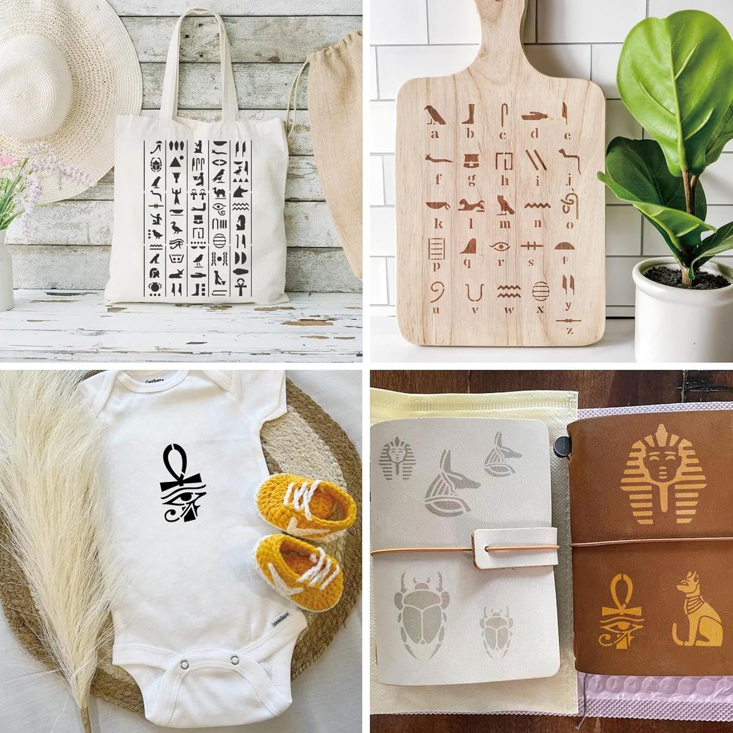 Egyptian Hieroglyphs Stencils, Ancient Egyptian Glyphs Alphabet Painting Template for Wood Burning, Journal, Scrapbook, Pyrography Engraving, Bookmark, Crafts, Art, DIY (Egypt6)