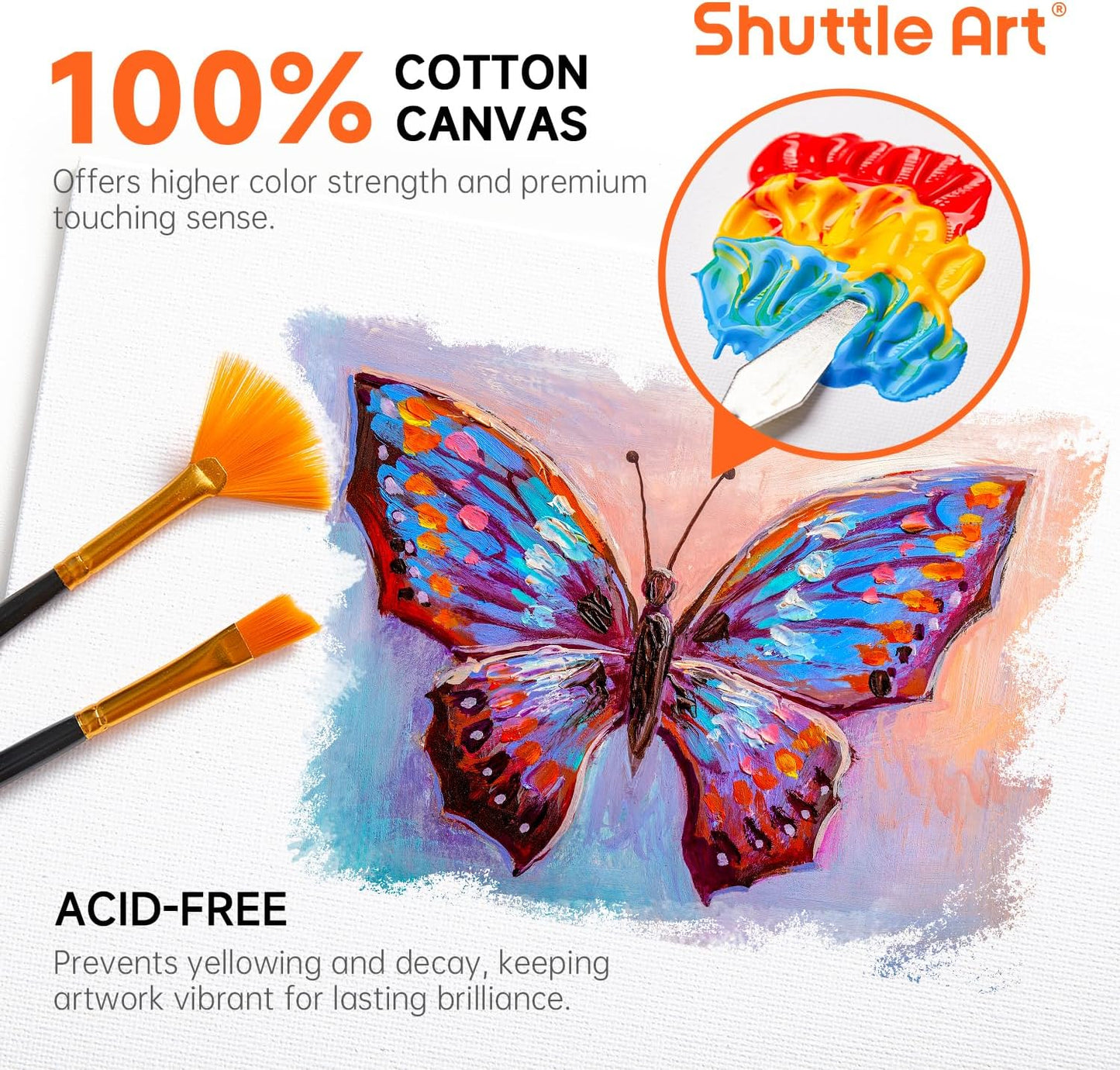 Shuttle Art Painting Canvas Panel, 36 Multi Pack, 5x7, 8x10, 9x12, 11x14 inch (9 PCS of Each), 100% Cotton Art Canvas Board Primed White, Blank Canvas for Kids Adults for Acrylic Oil Painting