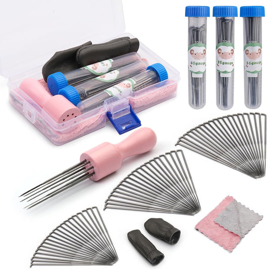 IMZAY 60 Pcs Wool Felting Needles, 3 Sizes Felting Needles with Wooden Handle, Needle Felting Tools, Wool Needle Felting Supplies, Needle Felting Tools, Perfect for DIY Felting Wool Projects