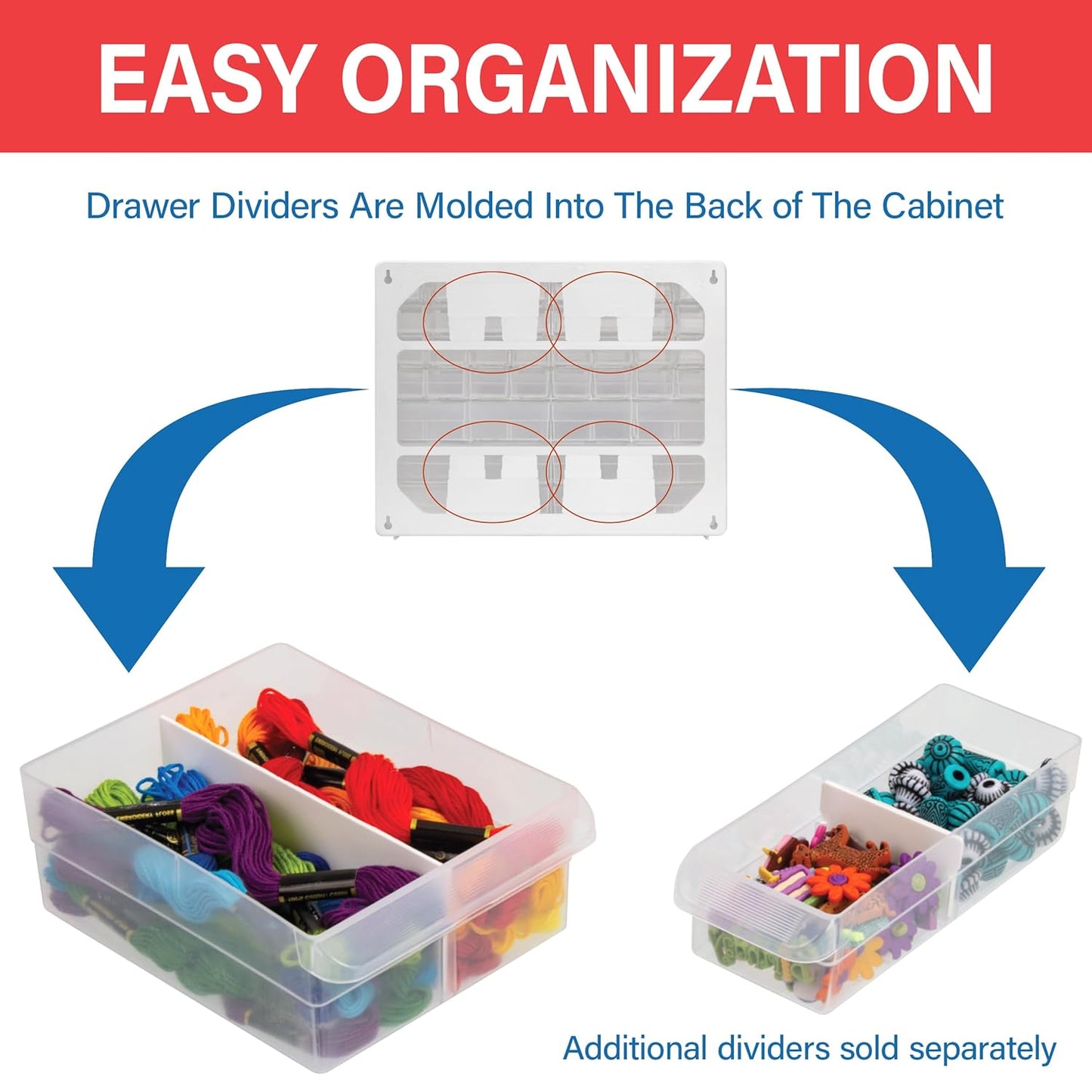 Akro-Mils 44-Drawer Plastic Drawer Storage Cabinet for Garage Organization, Bead Organizer, Building Bricks Storage, Teacher Toolbox, Makeup Organizer, 20" W x 6" D x 16" H, 10144 Yellow