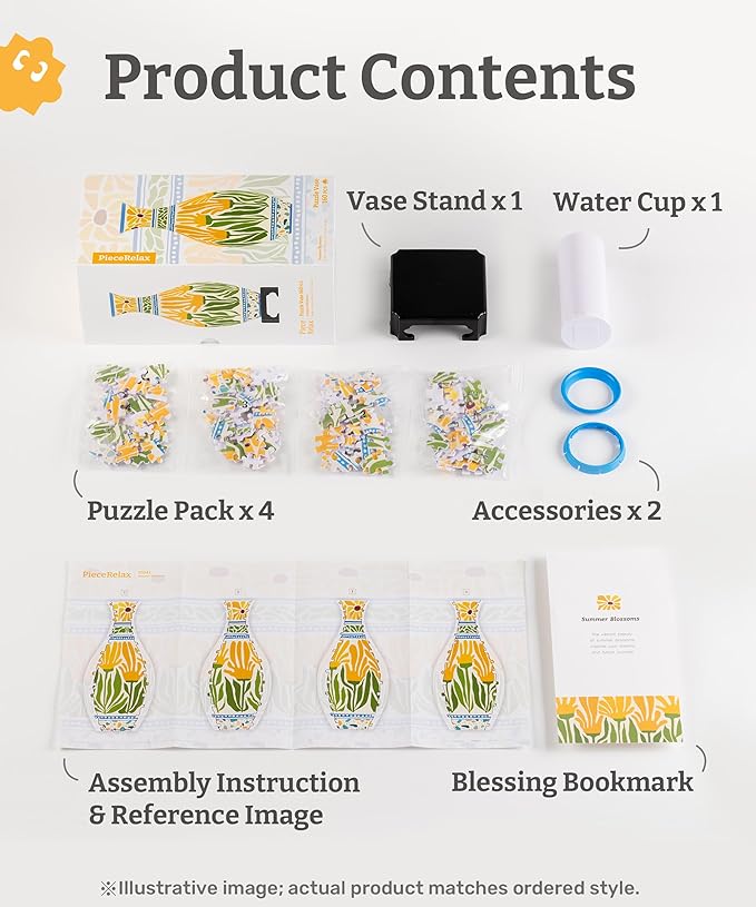 PieceRelax Unique Flower Vase - 3D Puzzle Vase for Adults to Flower Arrangement and Home Decoration Made by 160 Curved Plastic Puzzle Pieces - Winter Grace [S1043]