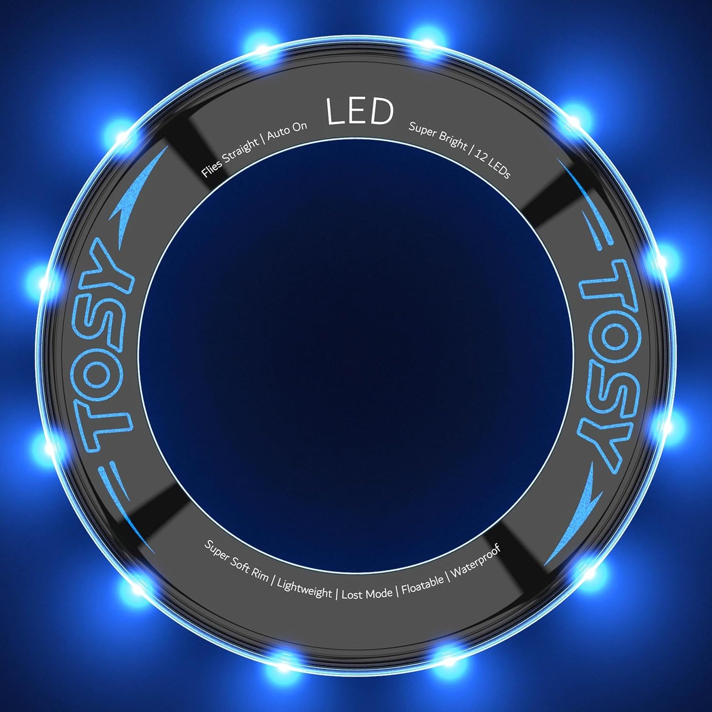TOSY Flying Ring - 16 Million Color RGB or 12 LEDs, Super Bright, Lost Mode, Auto Light Up, Camping Essentials for Kids/Teens/Boy/Girl, Safe & Soft, Waterproof, Pool/Beach Games, Lightweight Toy