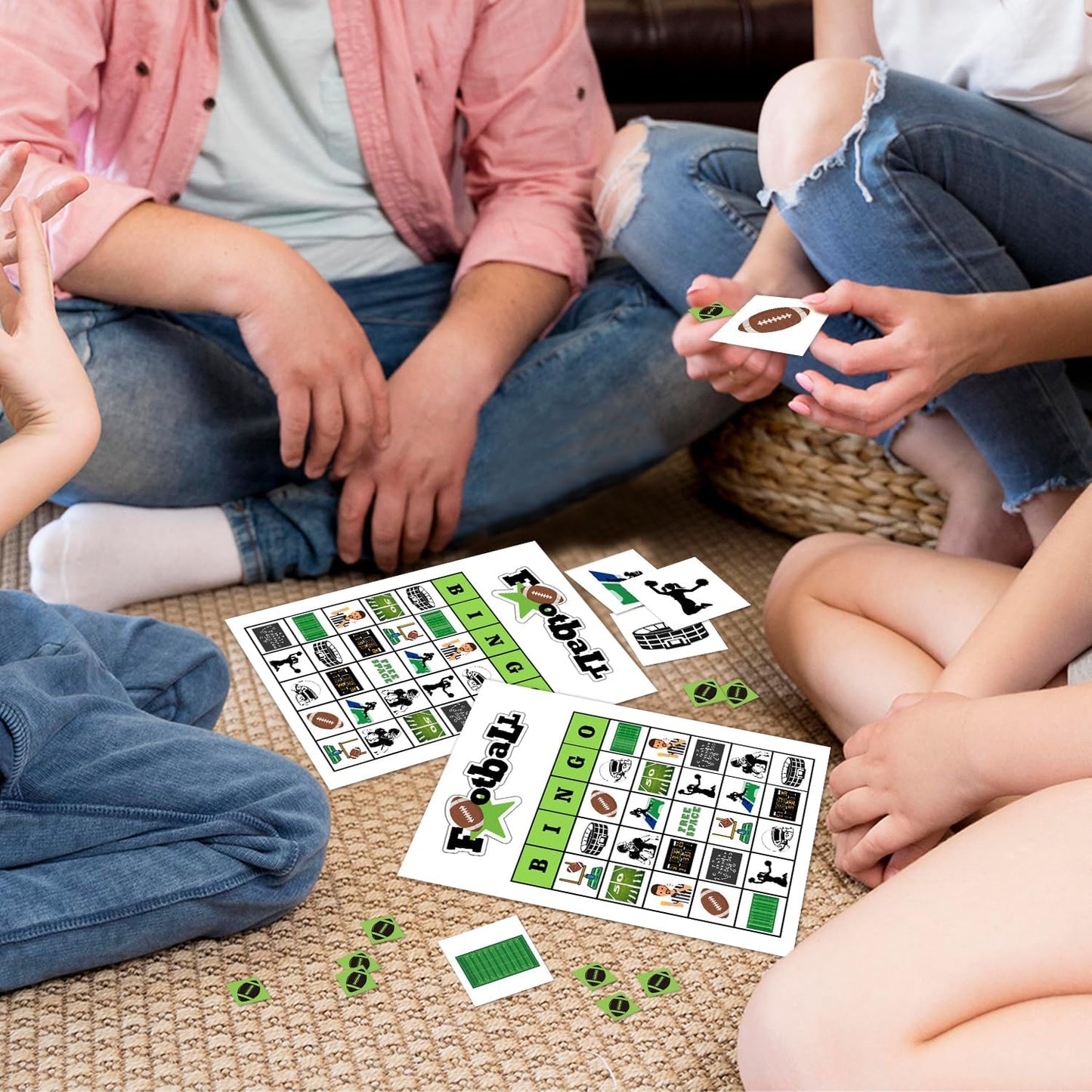 Football Party Bingo Game Cards(24 Players), Sport Themed Bingo Card for Family Friend Adult, Large Group Holiday Party Activity Favor Decoration Supplies -009