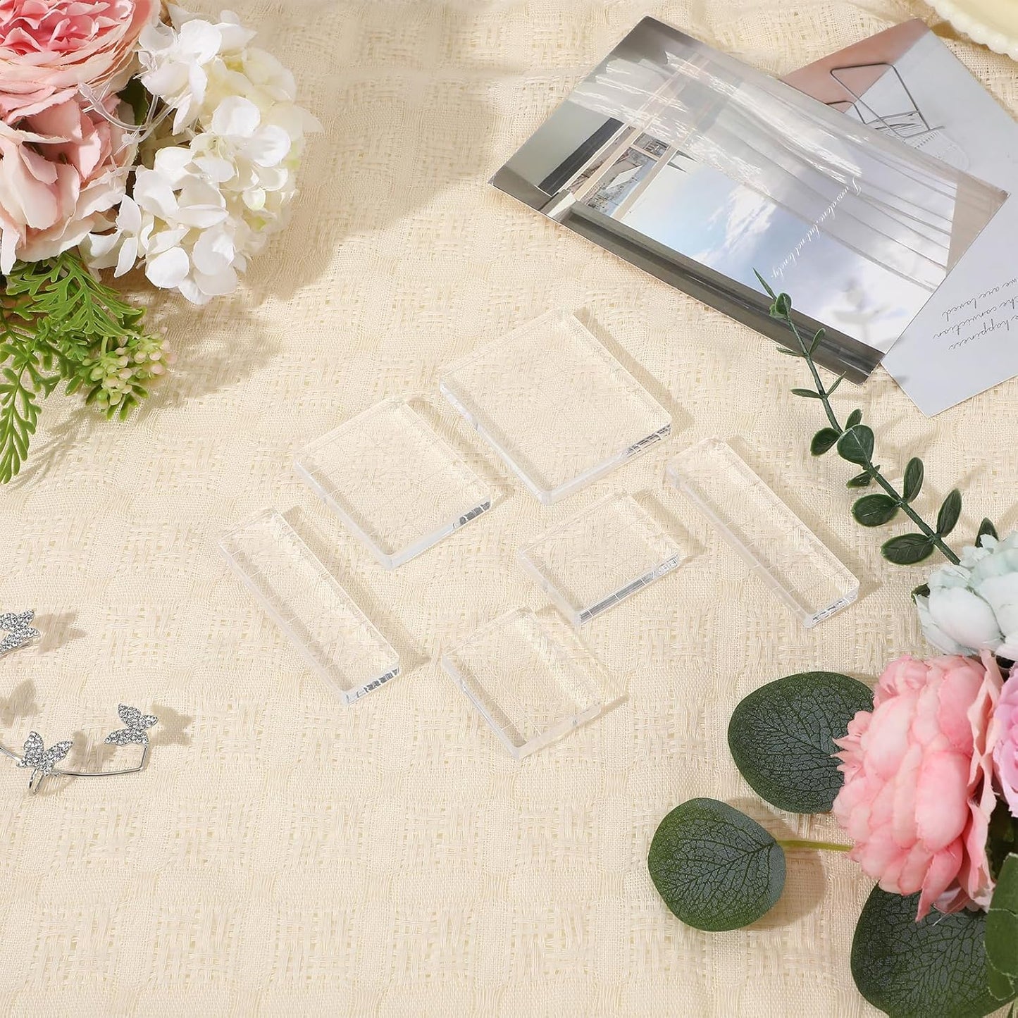 6 Pcs Acrylic Stamping Block Square Clear Stamping Block Tools with Grid Lines Acrylic Blocks Insert Decorative Stamp Blocks Essential Stampings Tool for Scrapbooking Crafts Making DIY Craft