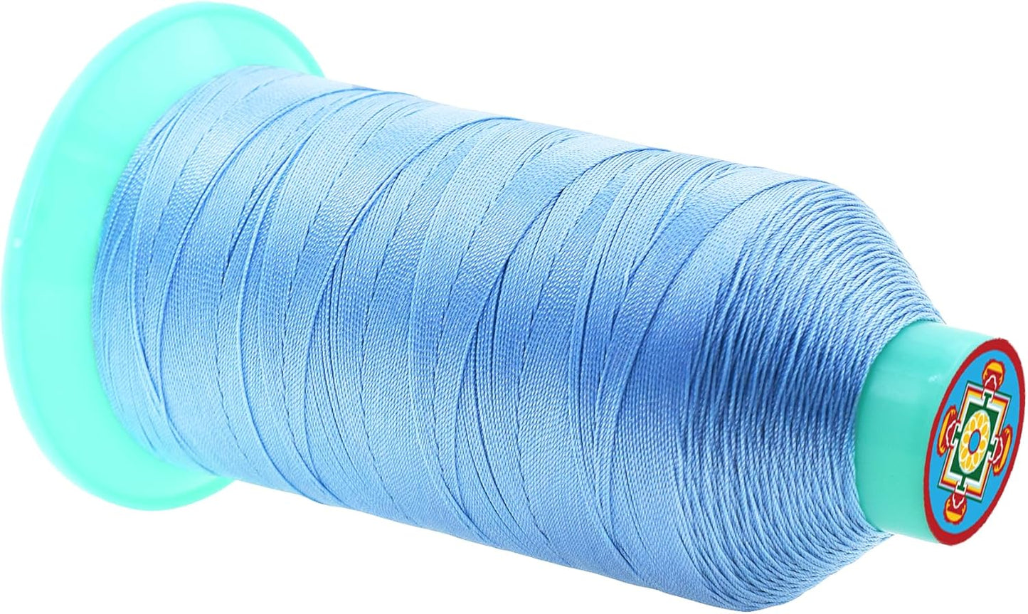 Mandala Crafts Bonded Nylon Thread Light Blue Heavy Duty Sewing Threads - 1250 YDs Size 138 420D T135 Tex 135 Thread for Leather Jeans Weaving Outdoor Marine Upholstery Threads