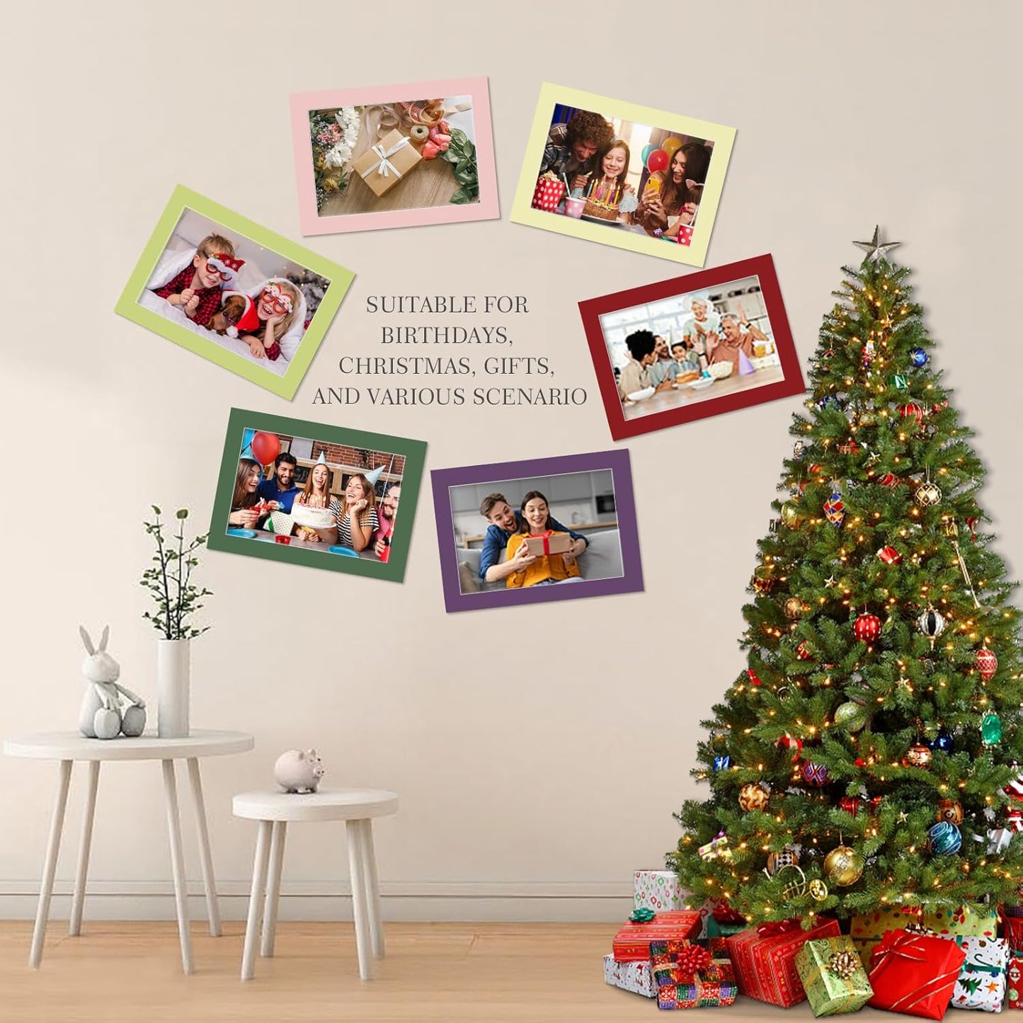 Egofine 14 Packs Picture Frame Mats, 5x7 Picture Mats for 4x6 Photos, Acid-Free Mixed Colors Pre-Cut Photo Board for Photos, Prints, Artworks