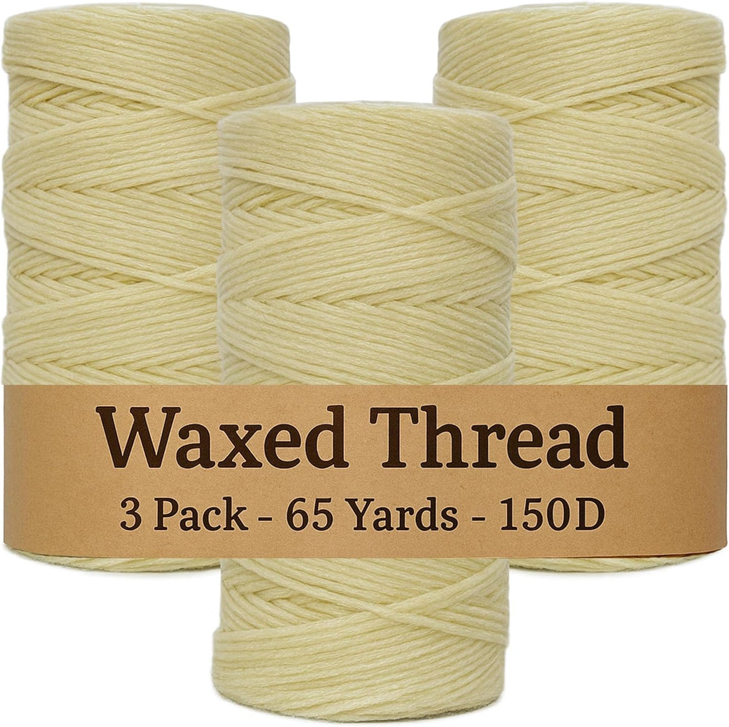 Waxed Thread 3X Wax Thread, 65 Yardx0.8mm Wax String, 150D Waxed Leather String in Cream Perfect Dream Catcher Supplies