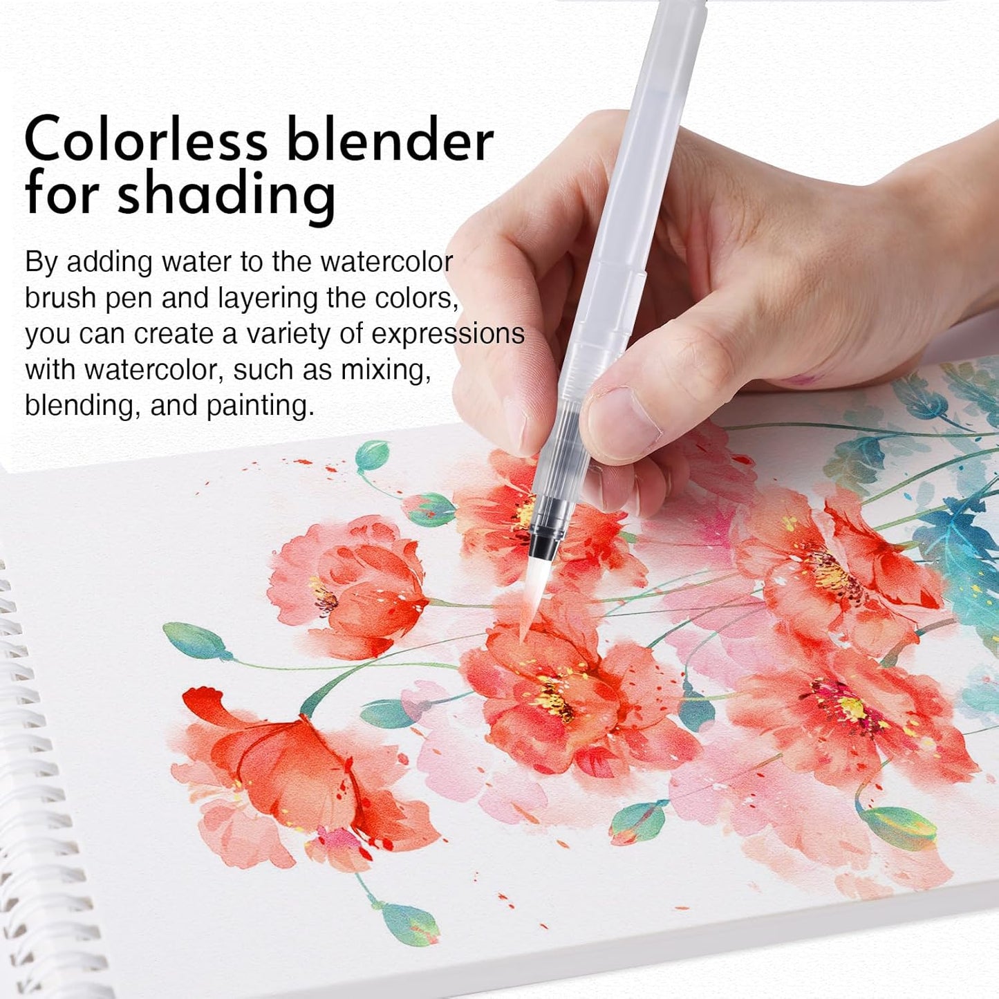 12 Colors Blendable Watercolor Markers 2025 Upgrade Double Tip Paint Pens with 1 Water Brush Pen Water Based Coloring Pens Drawing Markers Set with Flexible Brush Tip for Artists and Beginners