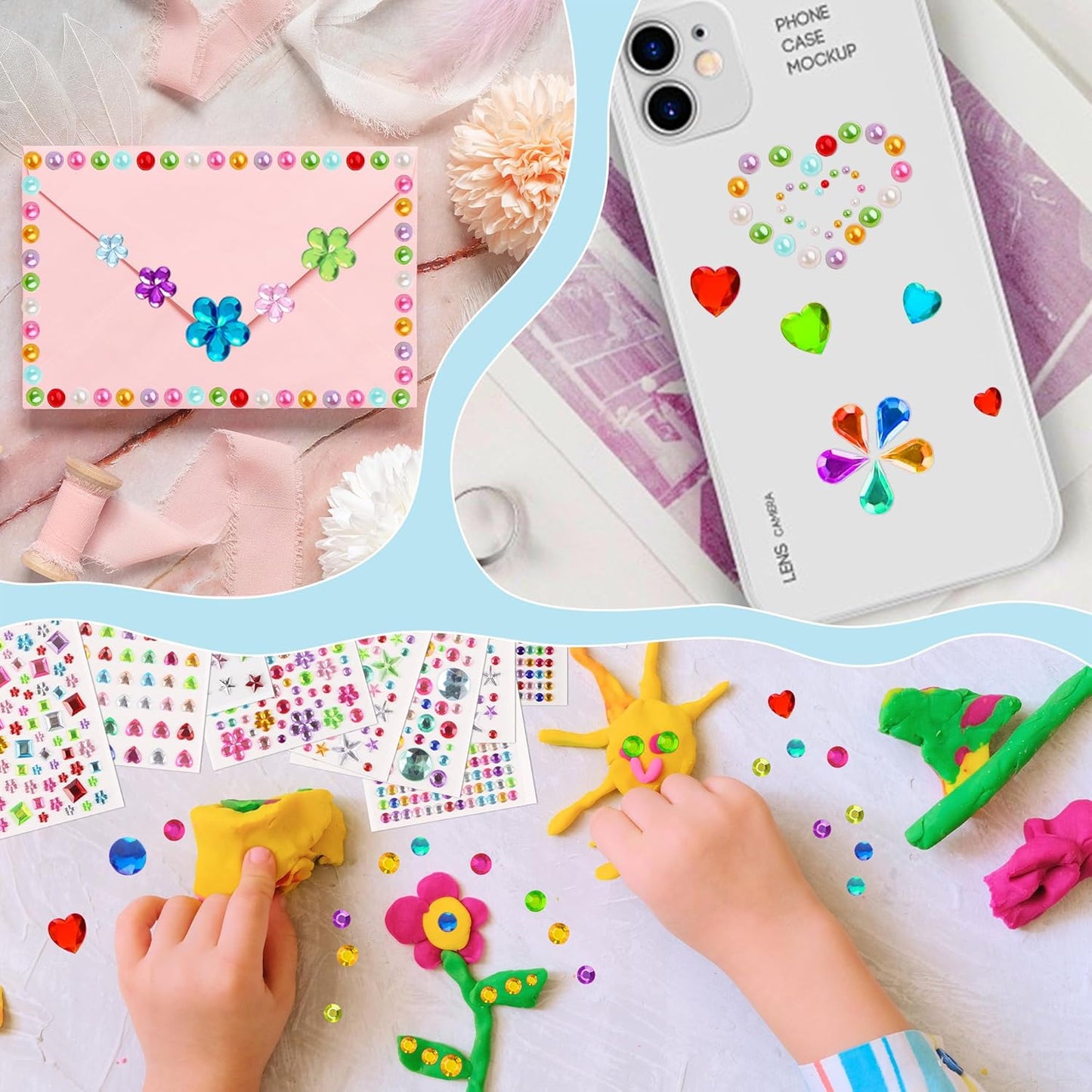 6059 PCS Gem Stickers,Gem for Crafting,Jewels Rhinestones for Crafts,Self Adhesive Stick on Gems Gemstones Diamond Stickers for Face Scrapbook Supplies DIY Craft Art,Heart Pearl Small Sticker for Kids