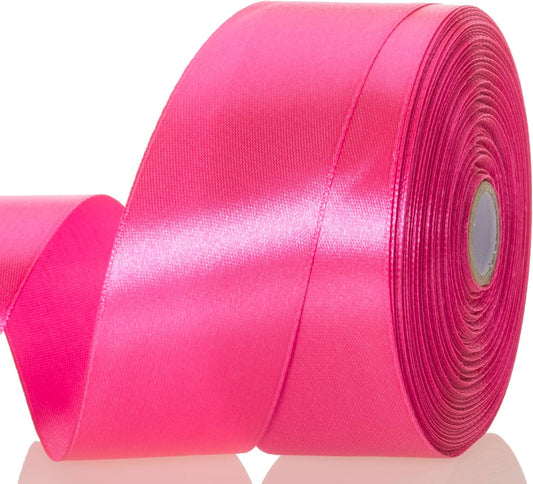 1 1/2 Inch Rose Red Solid Satin Ribbon, 50 Yards Craft Fabric Ribbon for Gift Wrapping Floral Bouquets Wedding Party Decoration