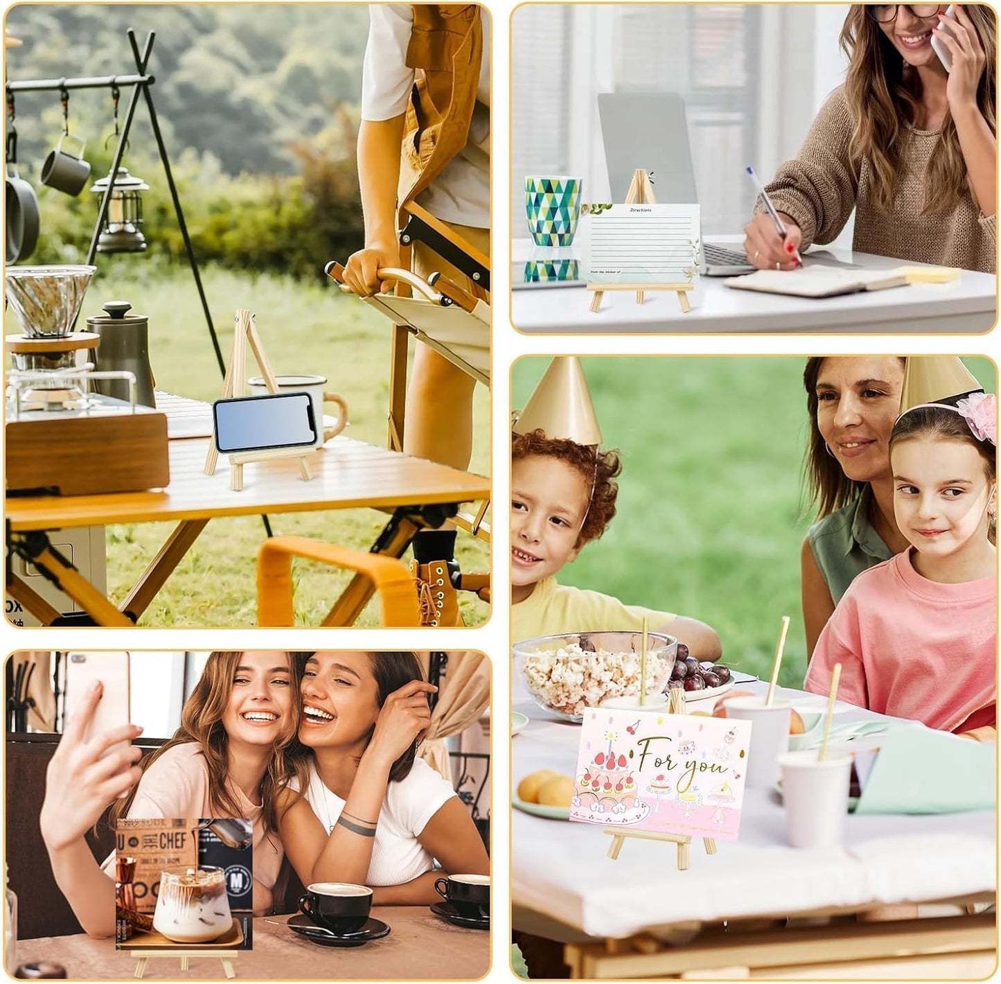 TKOnline 10PCS 9 Inch Wood Easels, Easel Stand for Painting, Art Craft Painting Party Easel, Tabletop Easels, Tripod, Canvas Photo Picture Sign Holder