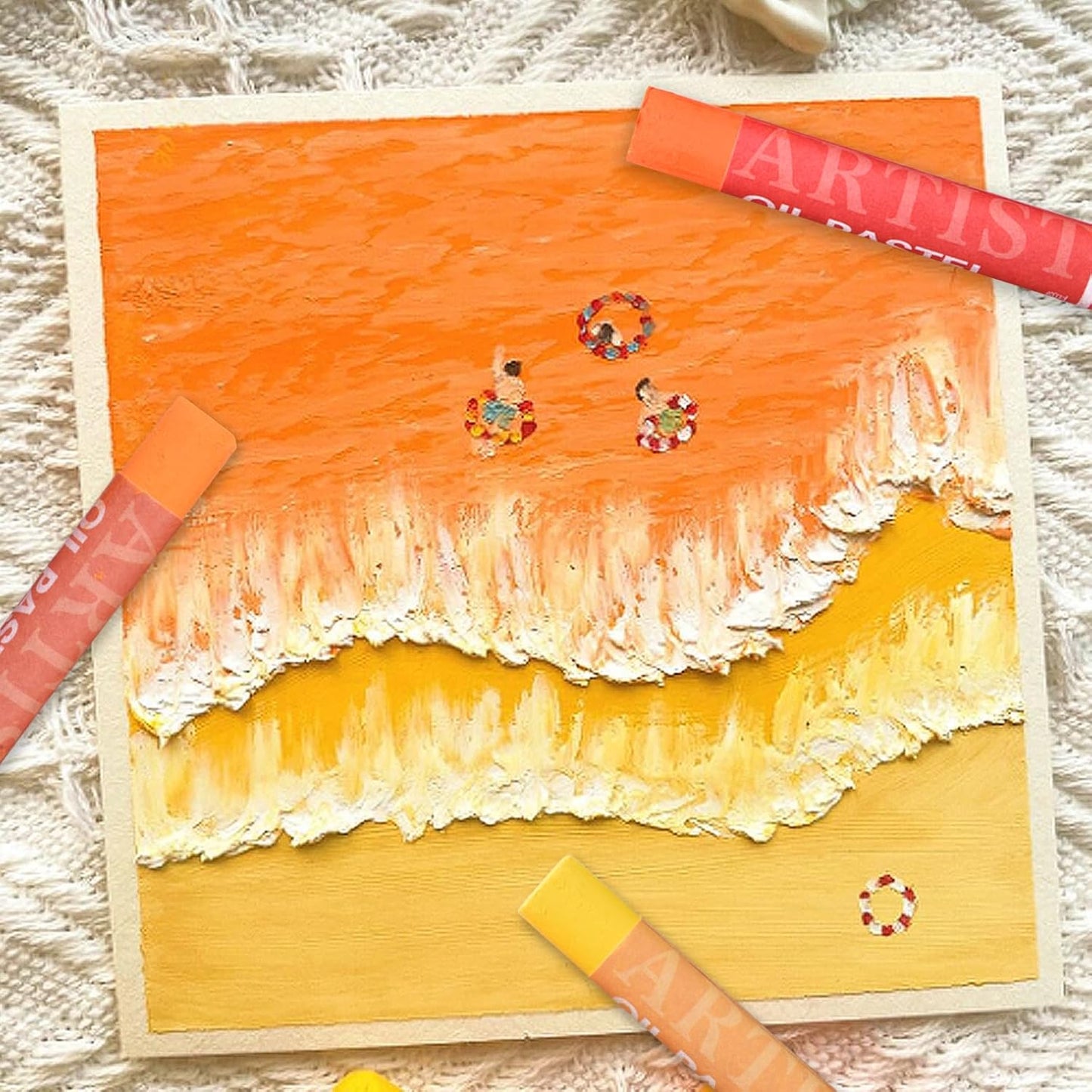 qianshan Soft Oil Pastels Set of 12 Colors,Non Toxic,Soft Texture Vibrant and Creamy Oil Crayons Pastels Art Supplies For Professional Artists Beginners Drawing.Orange&Green