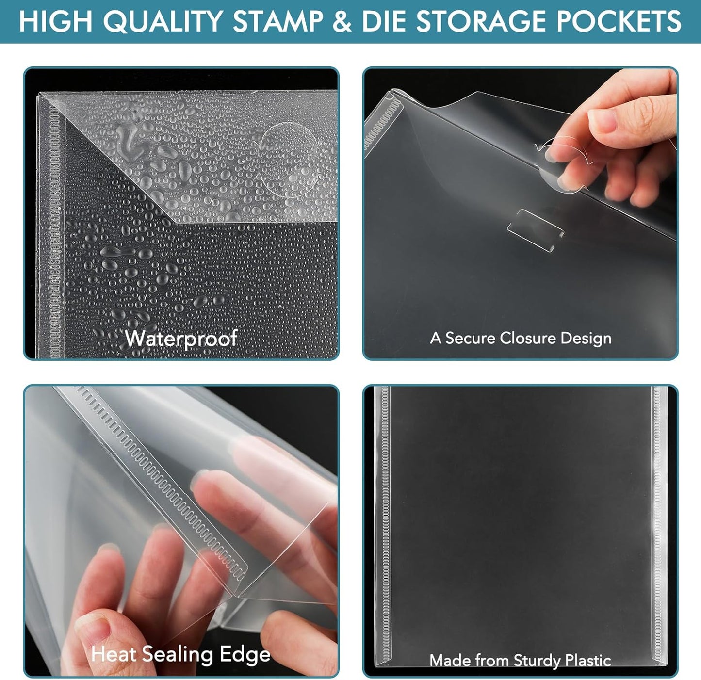 20 Pcs Stamp & Die Storage Pockets Resealable Clear Plastic Seal Bags Storage Case for Cutting Dies Stencil Album Stamp Crafts for DIY Scrapbooking Paper Card Craft Cutting Dies Storage