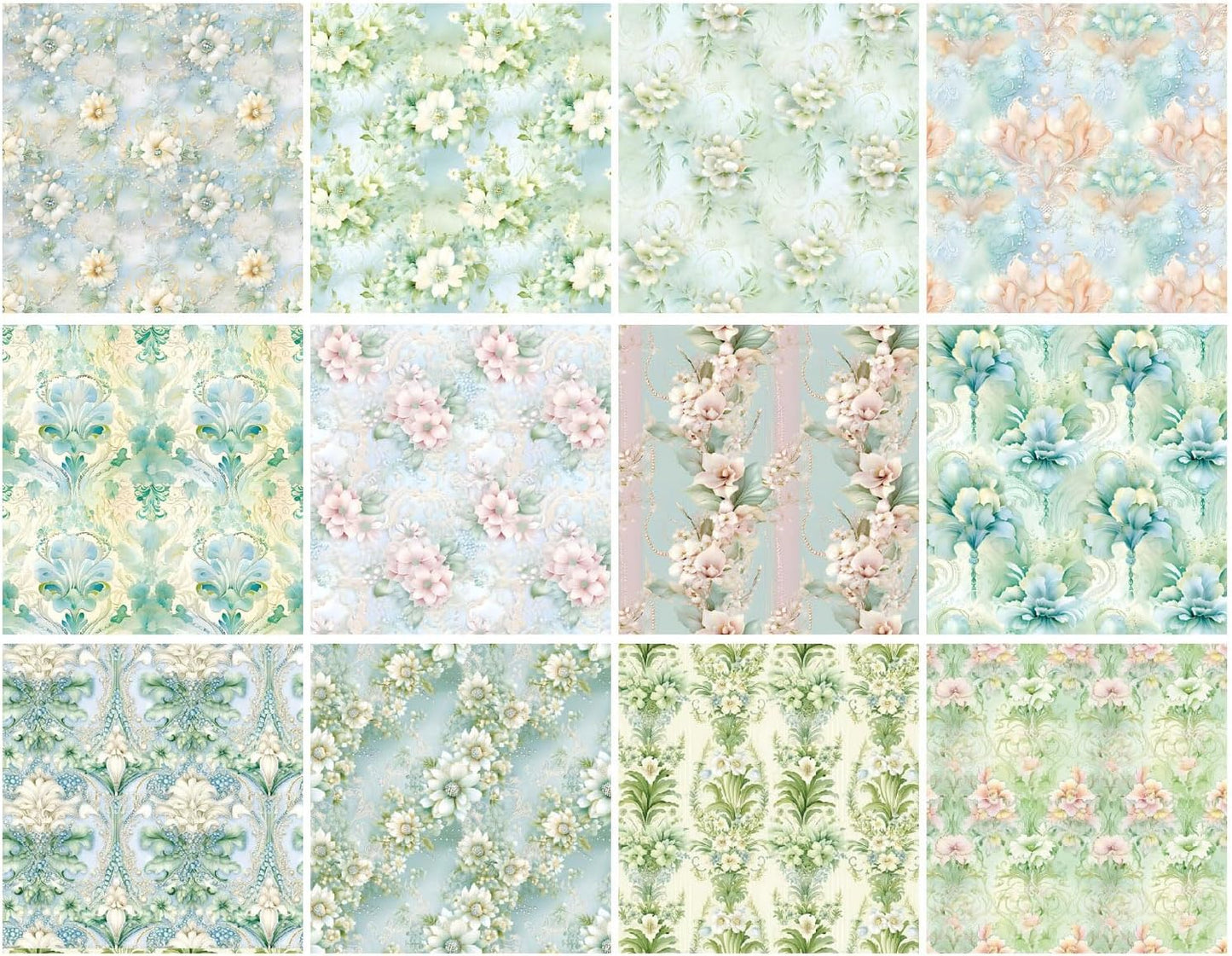 Vintage Green Floral Scrapbook Paper Pad Color Patterned Paper 6×6,24 Sheets Single-Sided Flower Scrapbooking CardStock Papers Pad for Holiday Cardmaking DIY Origami Journaling.
