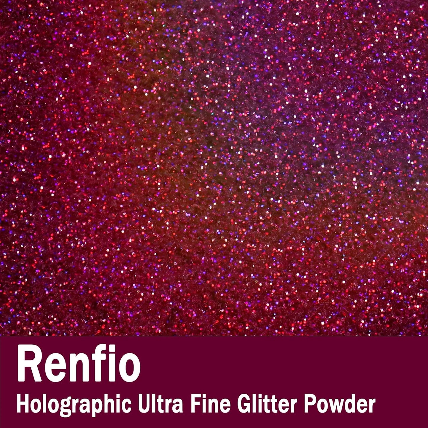 Renfio Holographic Ultra Fine Glitter Powder Metallic Resin Glitter 2.11 Oz (60g) PET Flakes Crafts Sequins 1/128" 0.008" 0.2mm Epoxy Chips Flakes for Tumblers Slime - Laser Deep Pinkish