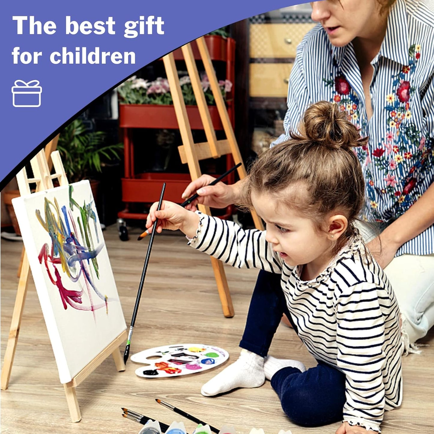 Stretched Canvases for Painting, 8x8, Pack of 24, Primed Acid-Free, 5/8 Inch Thick Wood Frame Blank Canvas, Art Canvases for Beginners, Artists for Oil Paint,Acrylic Paint, Pouring Painting.