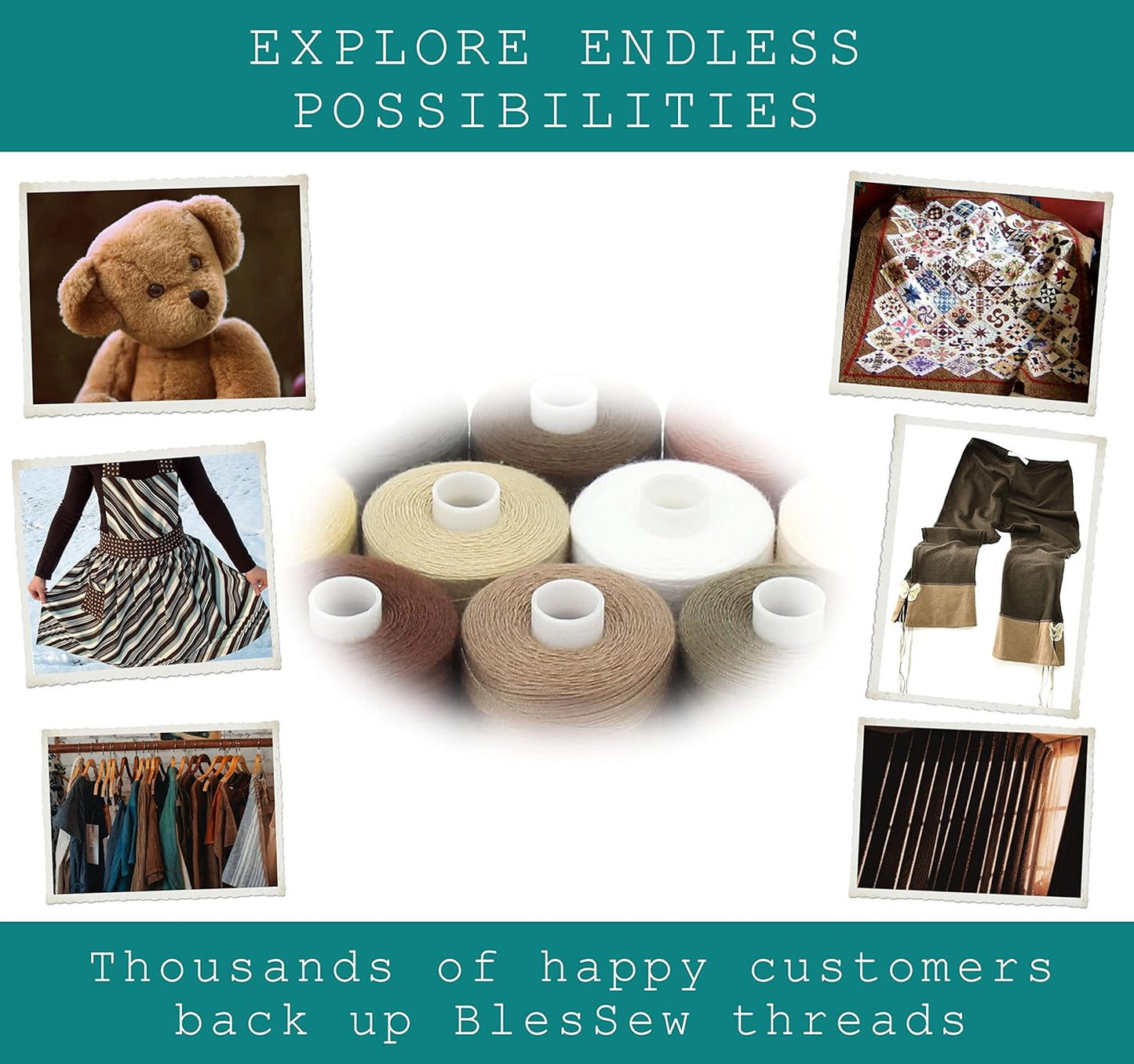 BlesSew Sewing Thread in Brown Color Tones - 10 Spools of Polyester Thread for Sewing Machine for Beginners, Hand Stitching & Quilting - 1000 yds Per Spool