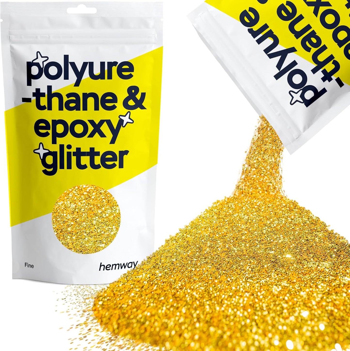 Hemway Polyurethane & Epoxy Resin Glitter 100g / 3.5oz Metallic Crystal Flake Additive for Flooring Jewelry Tumblers Glass Pigment - Fine (1/64" 0.015" 0.4mm) - Gold