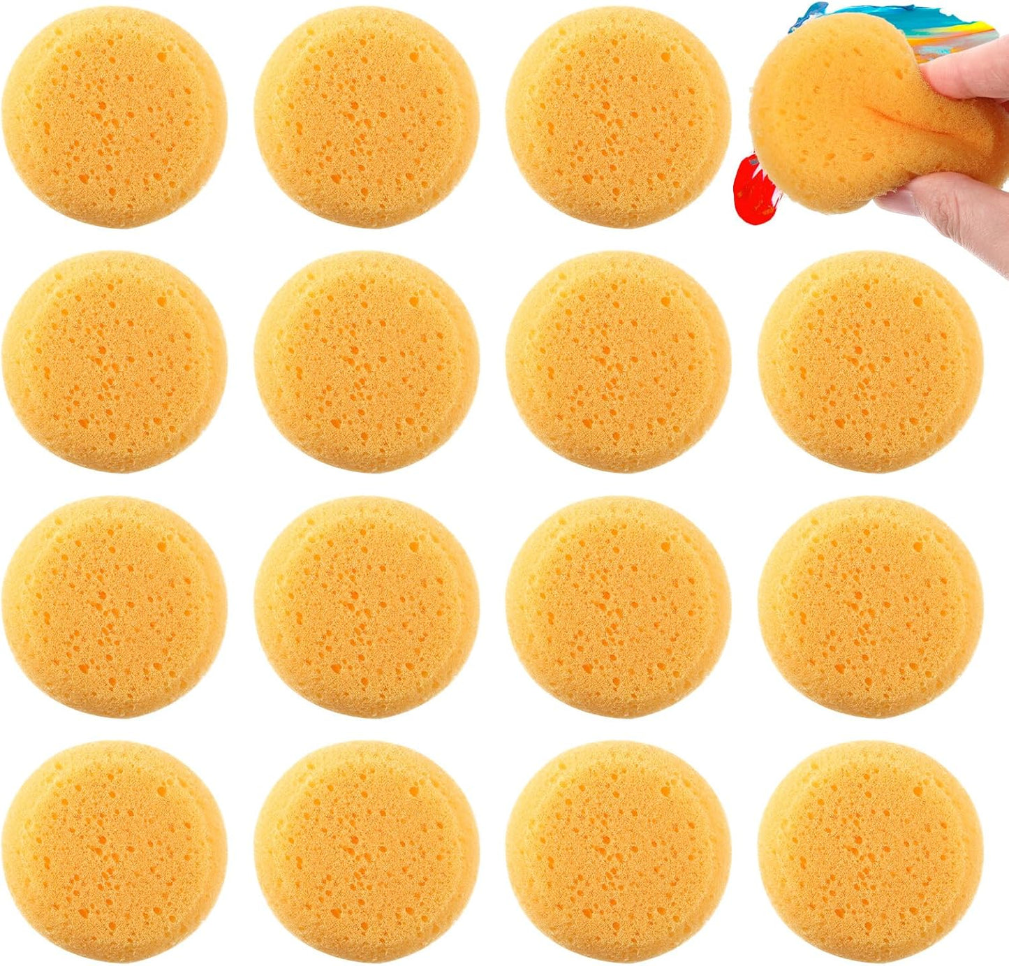 15pcs Pottery Sponges for Clay Round Painting Sponge Yellow Elasticity Cleaning Art sponges for Face Painting Pottery Art Crafts Kitchen Shoes Leather Care