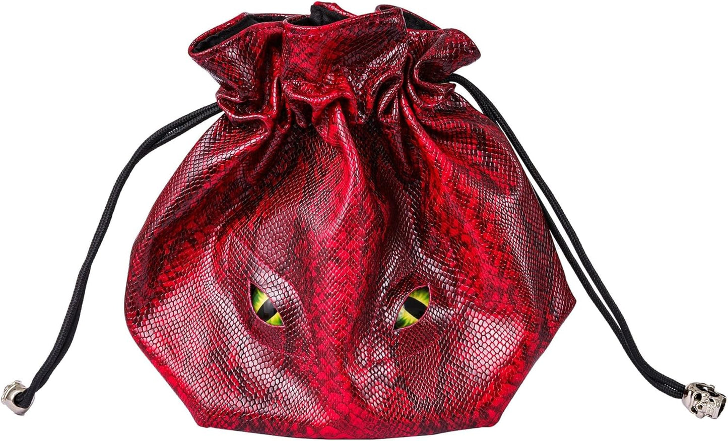 Large DND Dice Bag Leather Dice Storage Bag Red D&D Drawstring Pouch with Pockets for RPG Table Games - Can Hold 200+ Dice