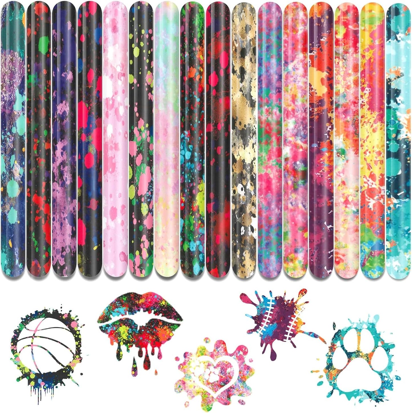 Tintnut Splash Heat Transfer Vinyl - 16 Sheets 10x12 Inch HTV Ink Watercolor Iron On Vinyl for T-Shirts Hats Clothes,for Cricut & Silhouette Cameo