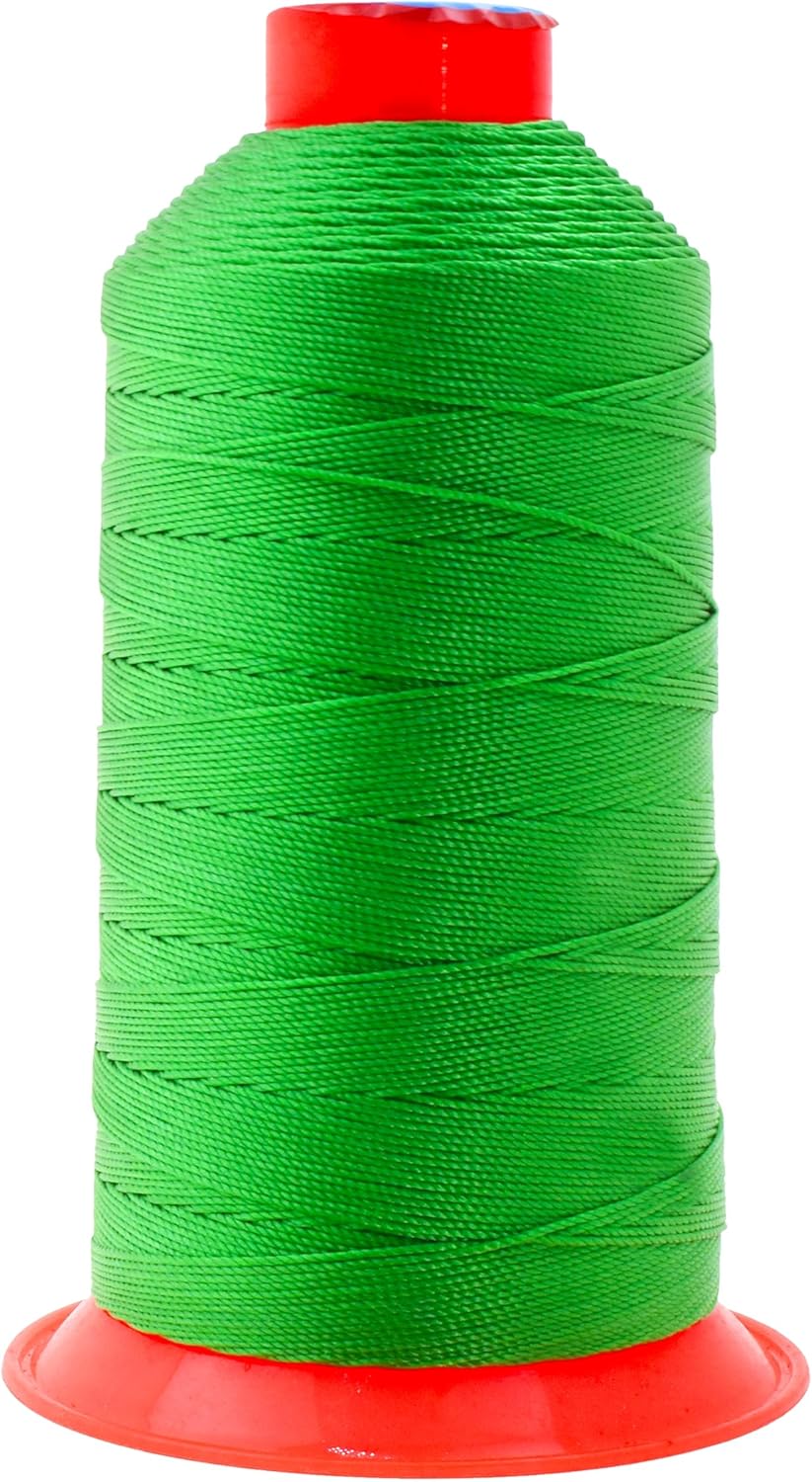Mandala Crafts Bonded Nylon Thread Green Heavy Duty Sewing Threads - 800 YDs Size 277 840D T270 Tex 270 Thread for Leather Jeans Weaving Outdoor Marine Upholstery Threads