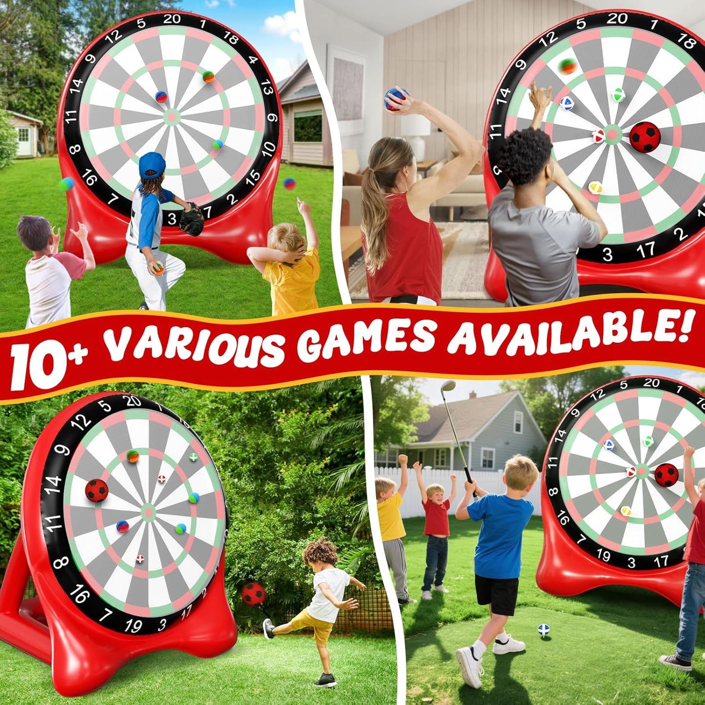 Inflatable Soccer Dart Board, Giant Kick Darts, Indoor Outdoor Lawn Yard Games for Kids Adults Family, Big Jumbo Carnival Games for Party | 6ft Golf Game Dart Boards with Pump Accessories