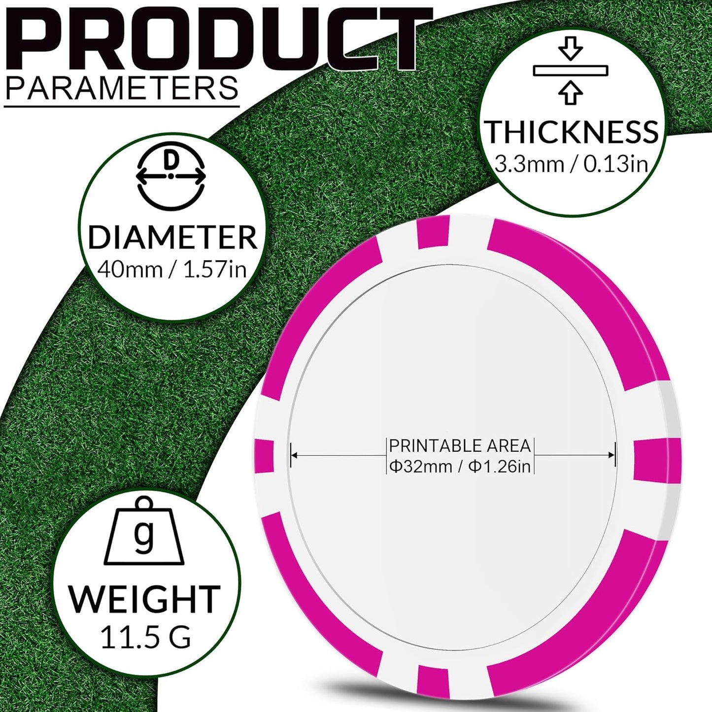 50 Custom Poker Chips, Personalized with Your own Logo, Photo or Text - 11.5g Casino Chips for Poker Gram, Tournaments, Business Card, Token