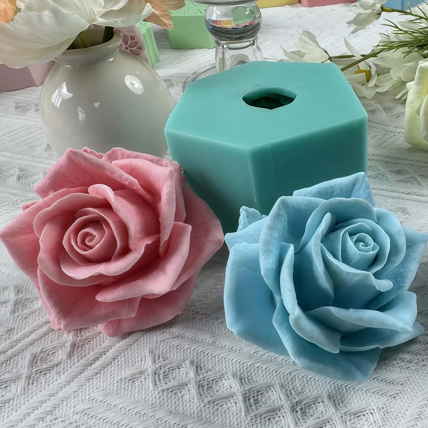 Bloom Rose Flower 3D Silicone Mold for Resin Flower Soap Candle Making DIY Molds Wedding Cake Mold Epoxy Decorating Craft Mould Baking Tools