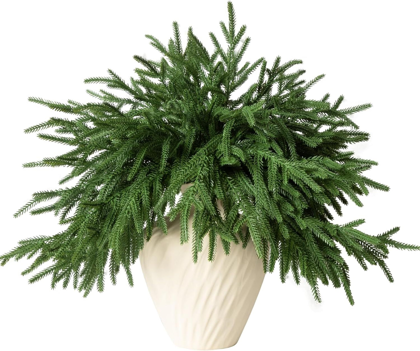 6Pcs Artificial Norfolk Pine Branches - 18" Realistic Faux Christmas Greenery Stems Fake Evergreen Cedar Picks Winter Greens for Vase DIY Crafts Garland Wreath Indoor Outdoor Holiday Decor