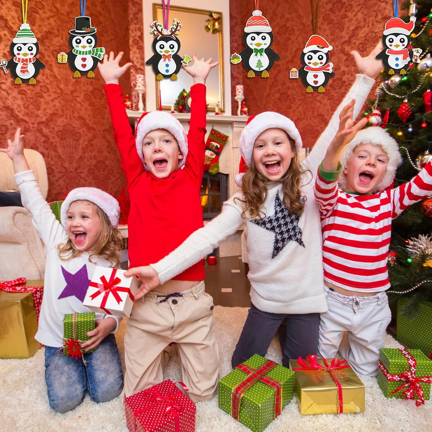 Fennoral 12 Pack Penguin Crafts for Kids Make You Own Penguin Foam Christmas Ornaments DIY Arts and Crafts for Kids Girls Boys Chirstmas Party Supplies Winter Xmas Tree Decoration