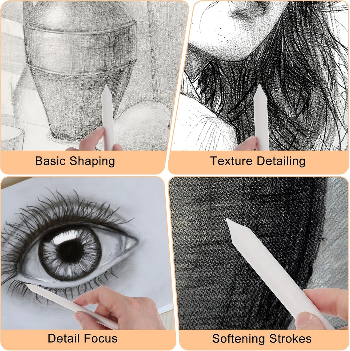 18 PCS Blending Stumps Set，Ymapinc Oil Pastels Blenders & Shading Tools 6 Sizes for Charcoal Drawing Sketching Special Tortillions Blending Tools Art Supplies