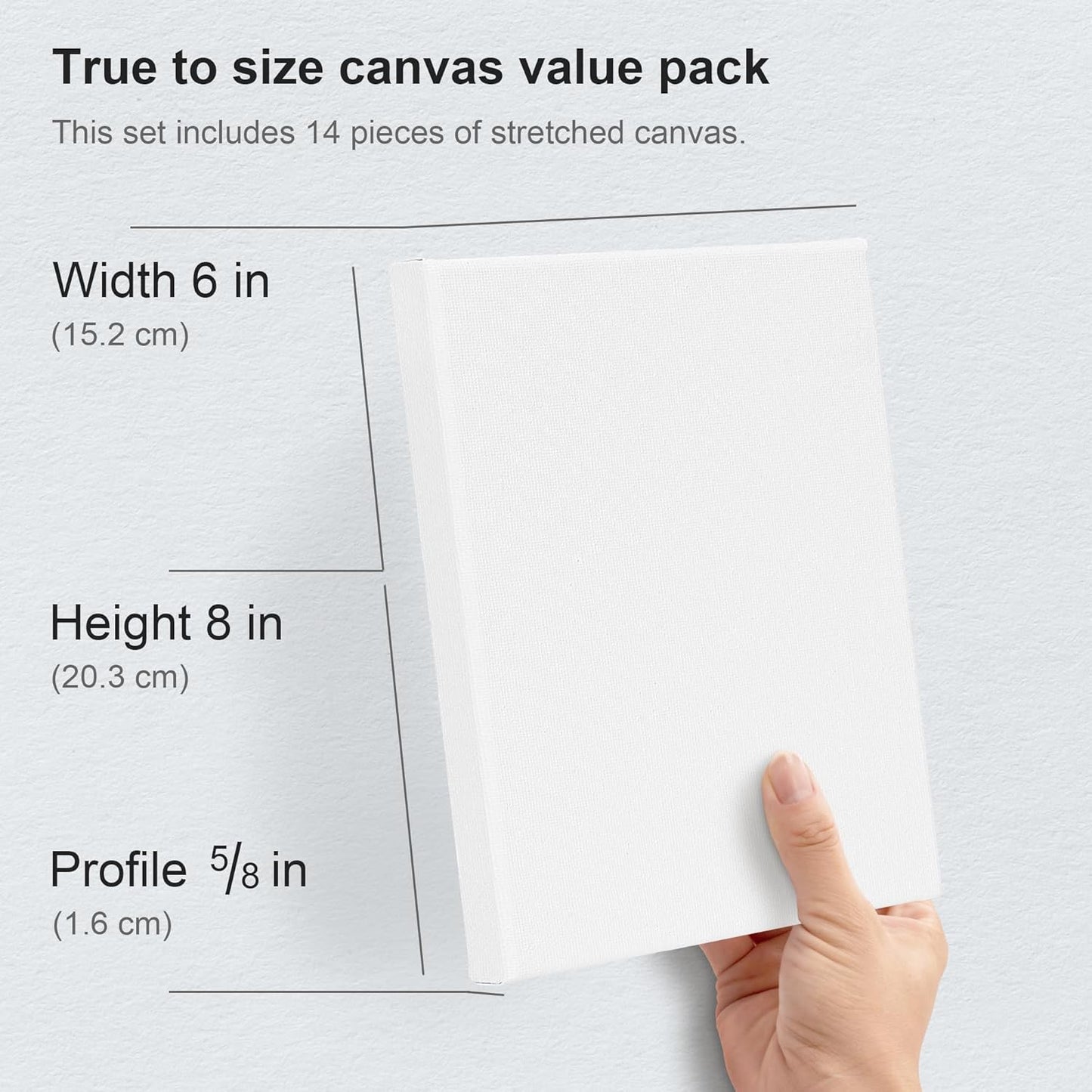 PHOENIX Stretched Canvas for Painting 6x8 Inch/14 Bulk Pack, 8 Oz Triple Primed 5/8 Inch Profile 100% Cotton White Blank Canvas, Small Framed Canvas for Oil Acrylic & Pouring Art