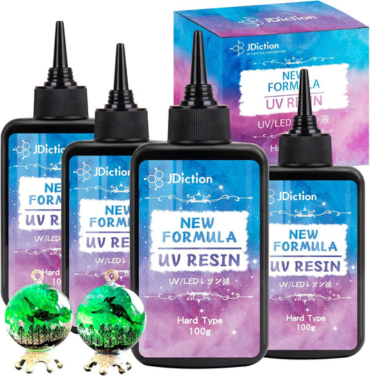 JDiction 400g UV Resin, New Formula Crystal Clear UV Resin Solar Cure Sunlight Activated Hard UV Resin Kit for Jewelry Making, Casting and Coating DIY Crafts