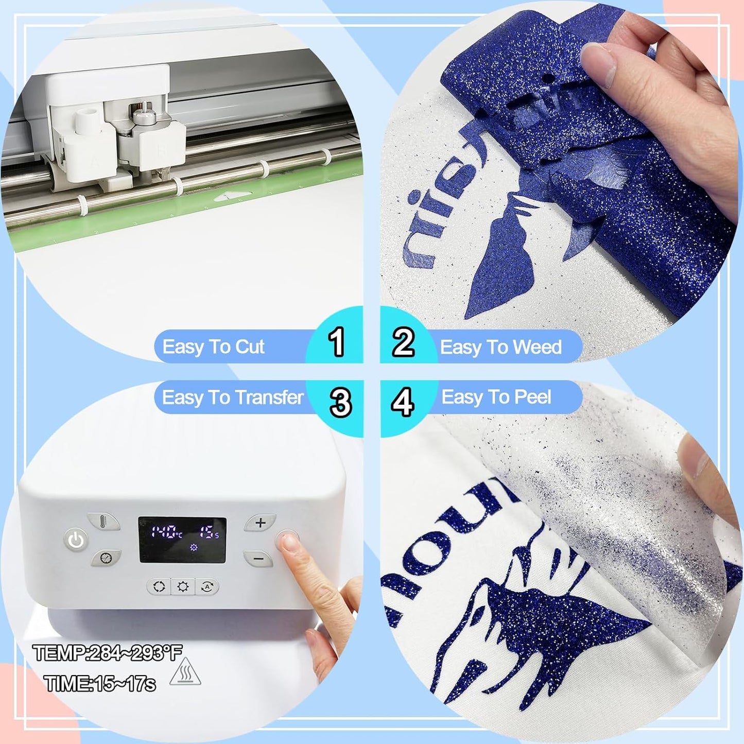 Silver Glitter Heat Transfer Vinyl 12Inch*6FT Glitter Iron on Vinyl for T Shirts Easy to Cut and Weed Compatible with All Cutter Machines HTV Vinyl Iron on for Cricut (Silver12Inches*6Ft)