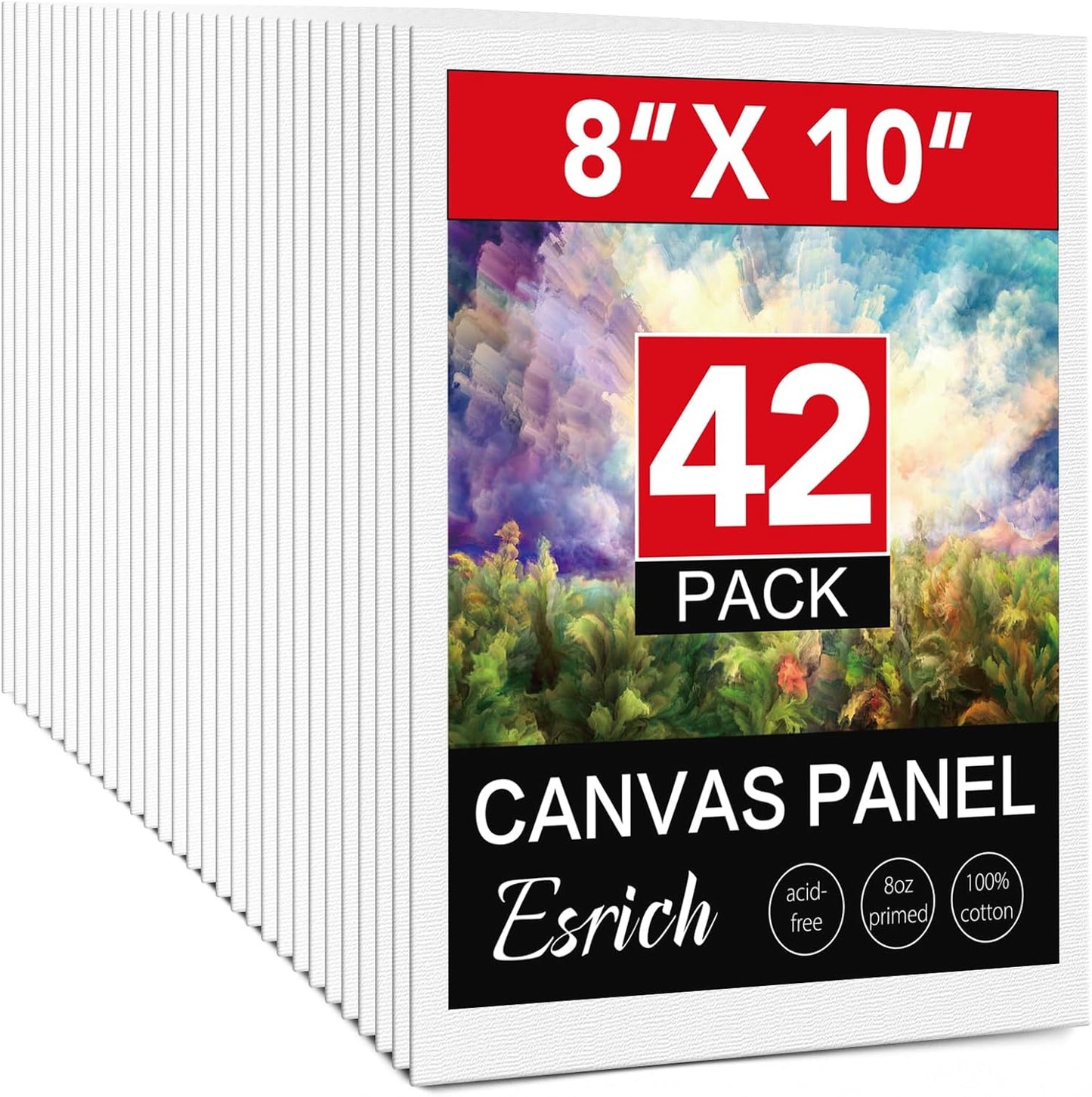 Canvases for Painting 8x10 Inch, 42 Pack Blank Painting Canvas Boards for Painting Supplies-Cotton Canvas Panels Acid-Free Primed for Oil Paint,Watercolor, Acrylic Paint, Gouache and Tempera.