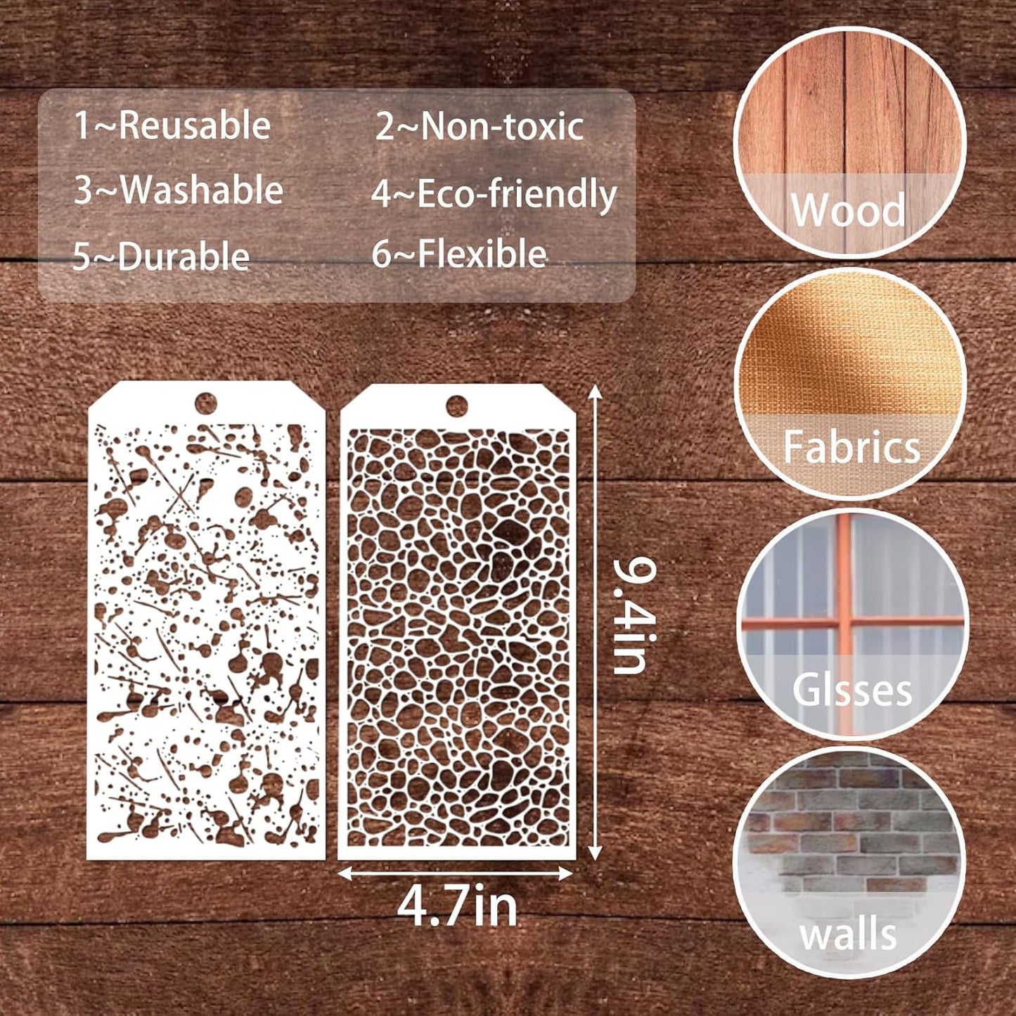 8 Pieces Stencils for Crafts, Leopard Brick Dot Layering Stencils Mixed Media Texture Stencils for Painting on Card Making Canvas DIY Crafts Furniture Paper (8 Layering)