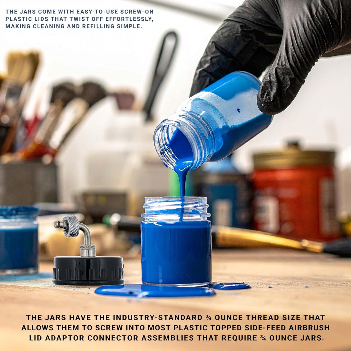 Master Airbrush Brand Box of 10-Each TB-007 Empty 3/4-Ounce, (22cc) Glass Bottle for SB84 Side-Feed Mount Airbrush