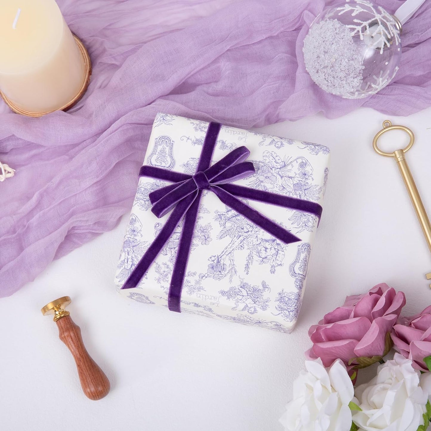 Vintage Purple Velvet Ribbon, 3/8 Inch X 25Yd