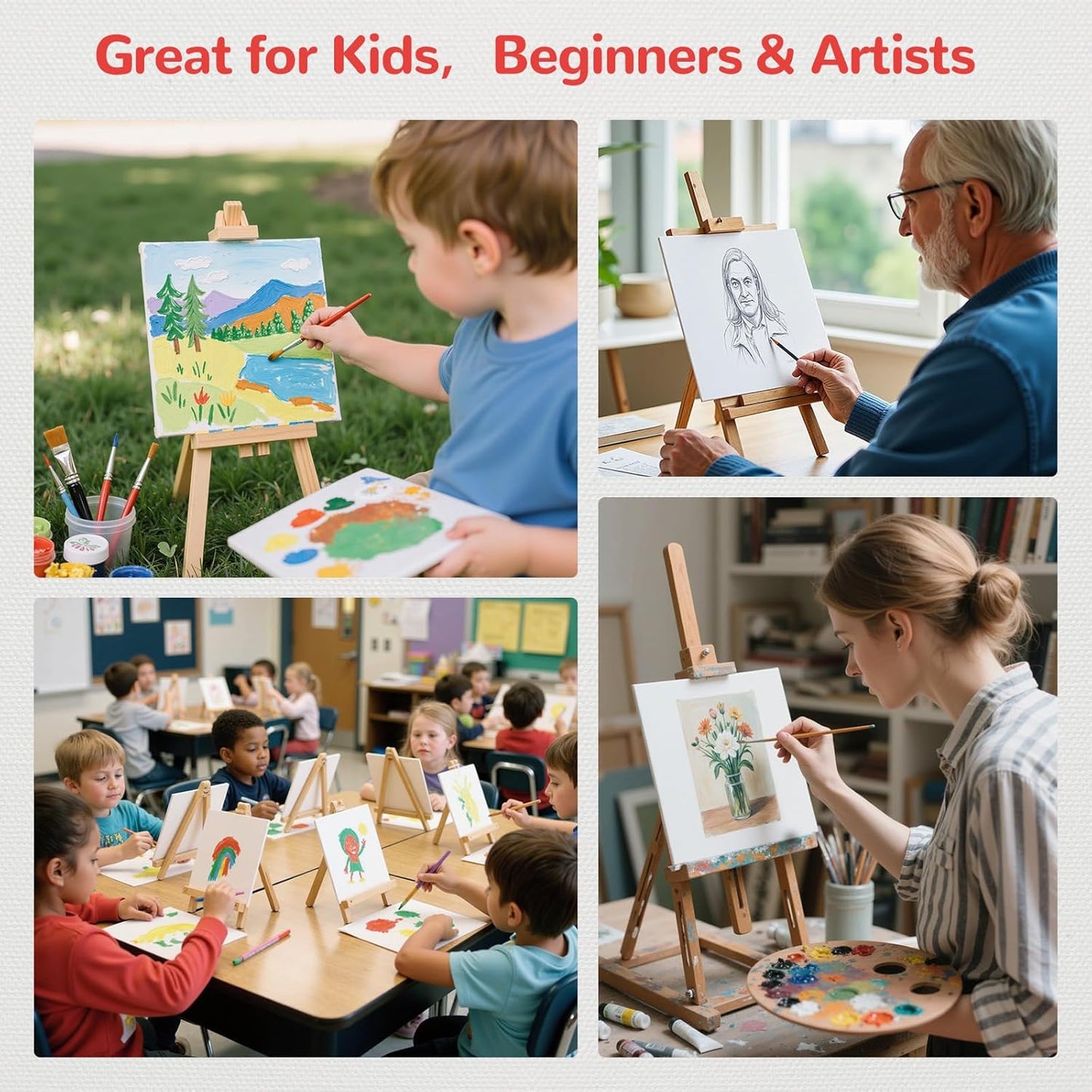 Small Canvas Boards for Kids Painting 56Pcs of 5x5, 6x6, 8x8, 10x10 inch Flat Square Canvas Panels, 100% Cotton White Acrylic Watercolor Paint