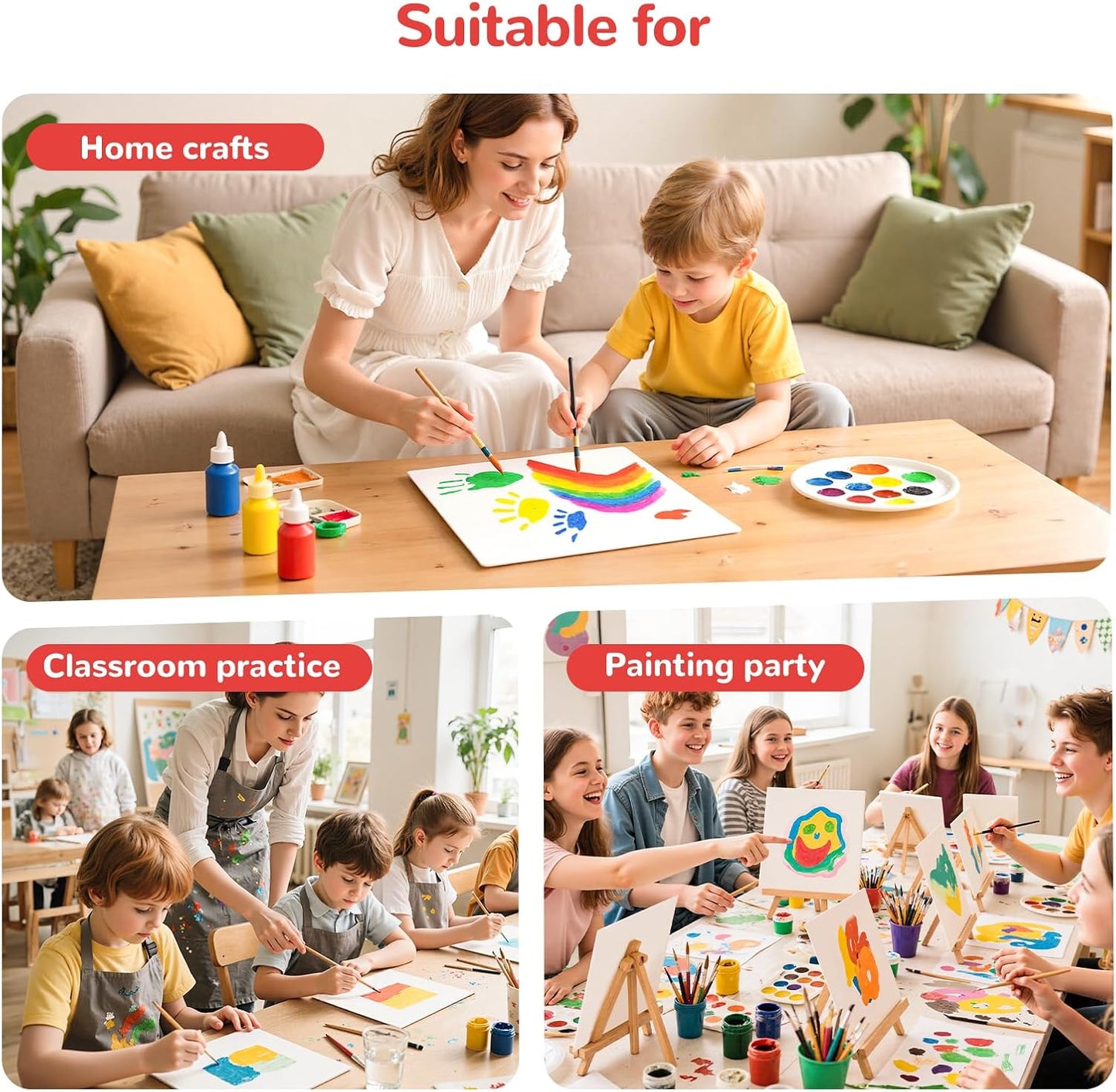 8x8inch Small Canvases for Painting, 20 Pack Canvas Boards Primed Acid Free for Oil, Watercolor, Acrylic Paint