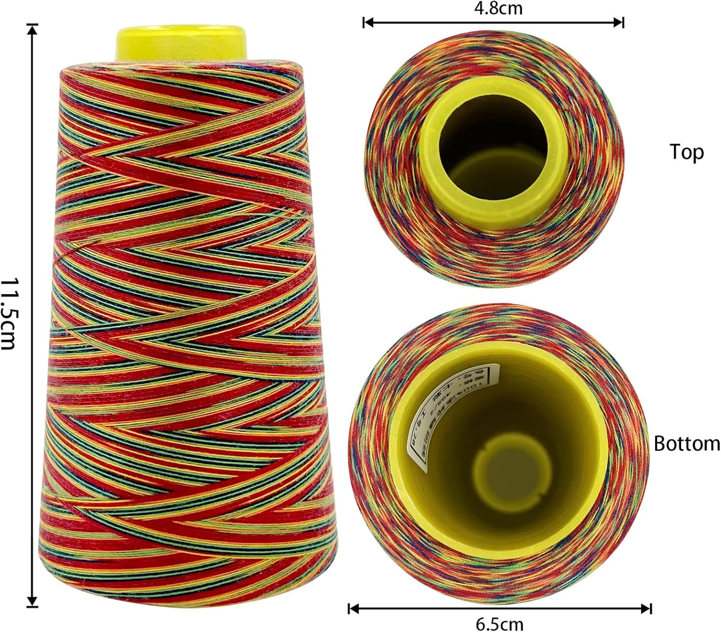 Tortoise 4 Cones of 3000 Yards Each Spool Thread for All Purpose, Serger, Overlock, Quilting, Sewing Machine - 40S/2 Rainbow-1