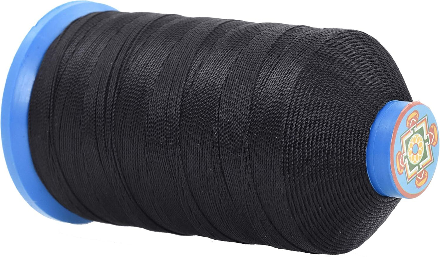Mandala Crafts Bonded Nylon Thread Black Heavy Duty Sewing Threads - 1100 YDs Size 92 280D T90 Tex 90 Thread for Leather Jeans Weaving Outdoor Marine Upholstery Threads